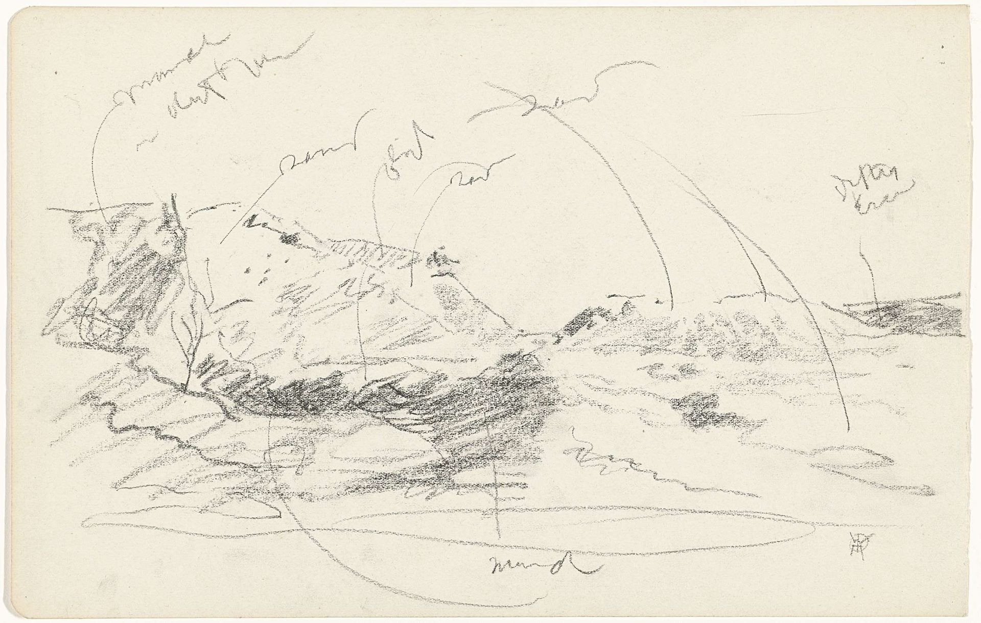 Duinlandschap, met kleurnotities by Gerrit Willem Dijsselhof