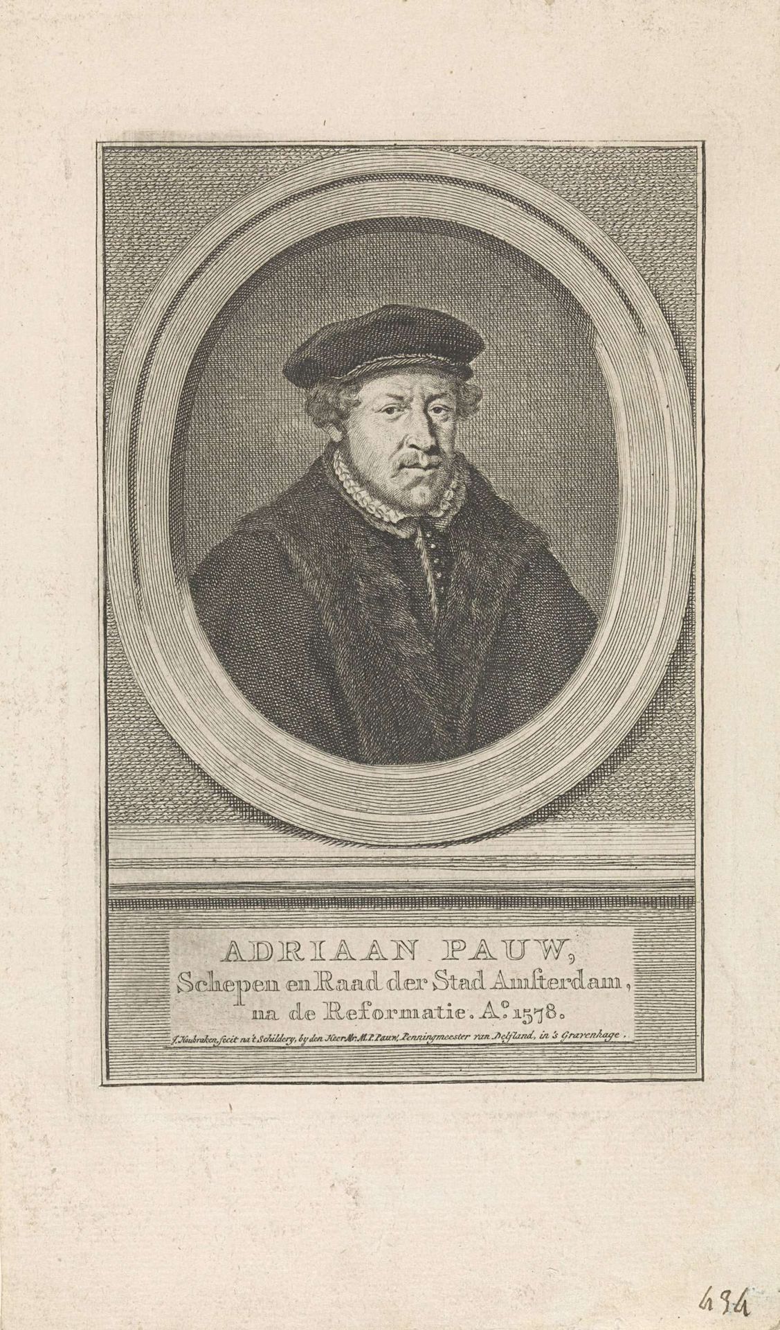 Portret van Adriaan Pauw by Jacob Houbraken