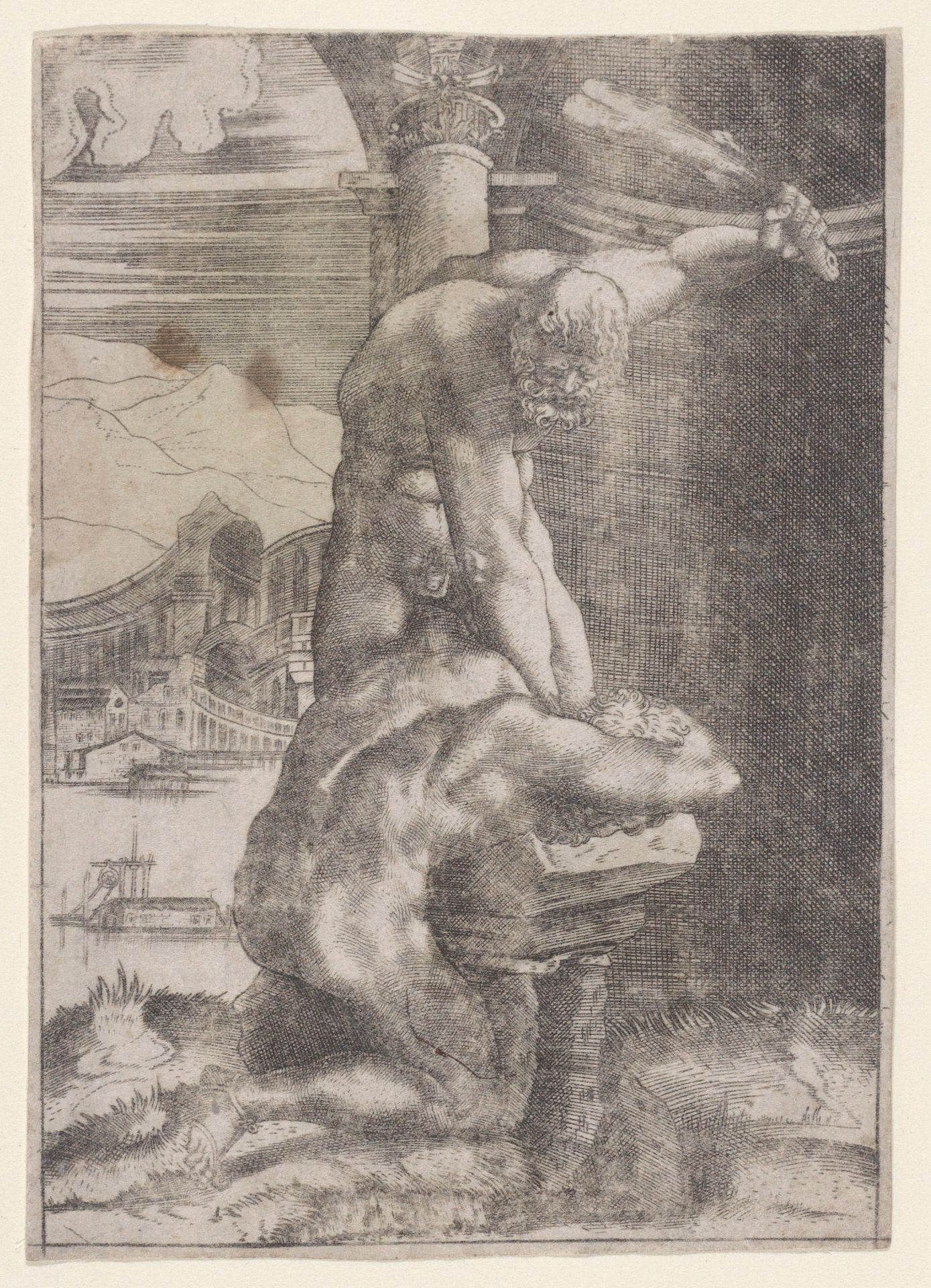 One Man Striking Another by Agostino Veneziano