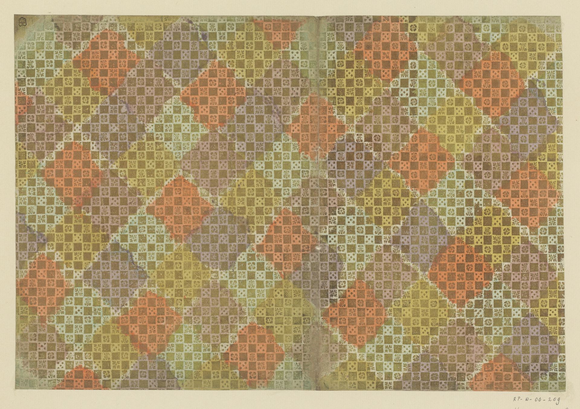 Blad met schaakbordpatroon by Johann Carl Munck