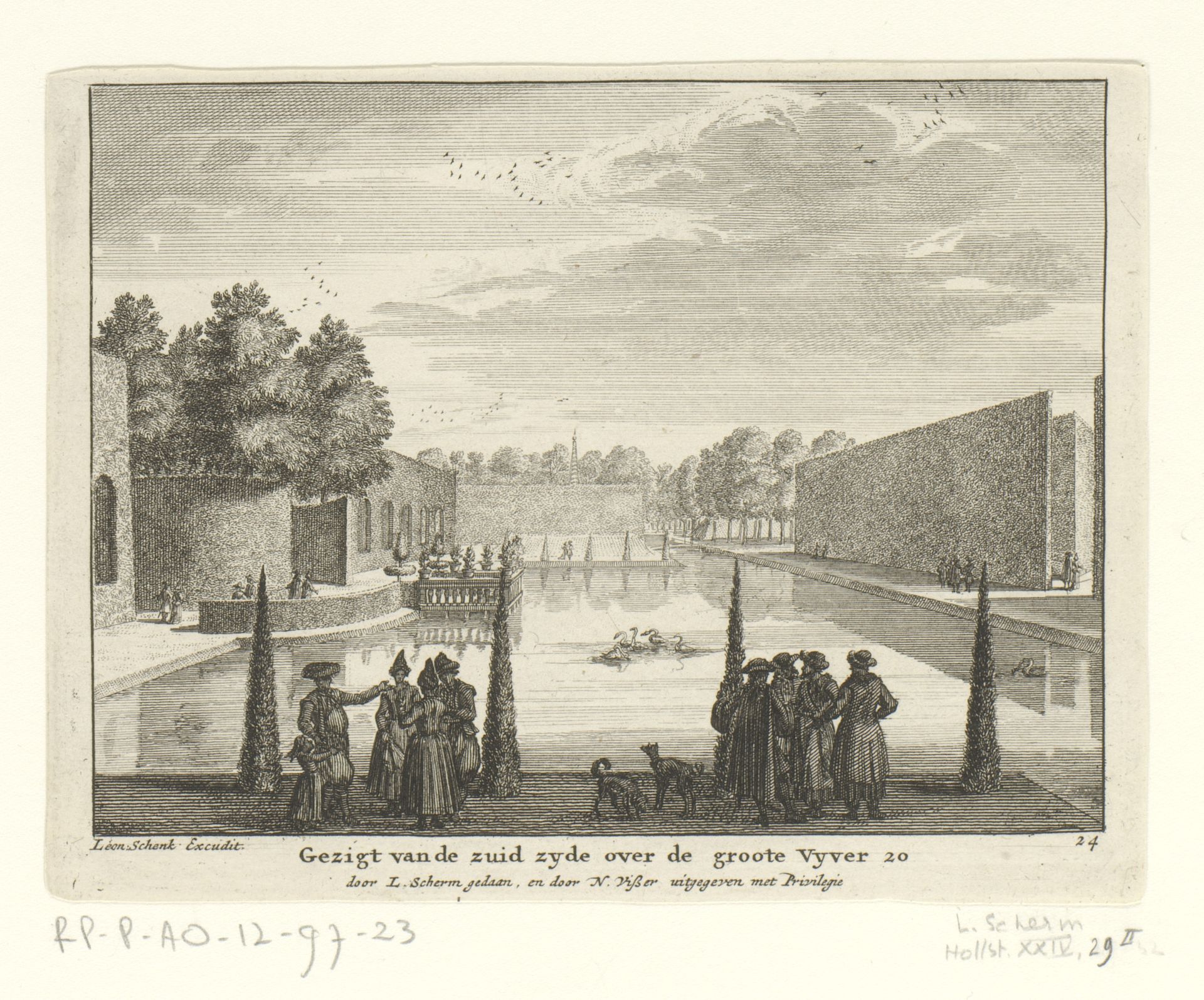 Gezicht op de vijver vanaf de zuidzijde op landgoed Clingendael by Laurens Scherm
