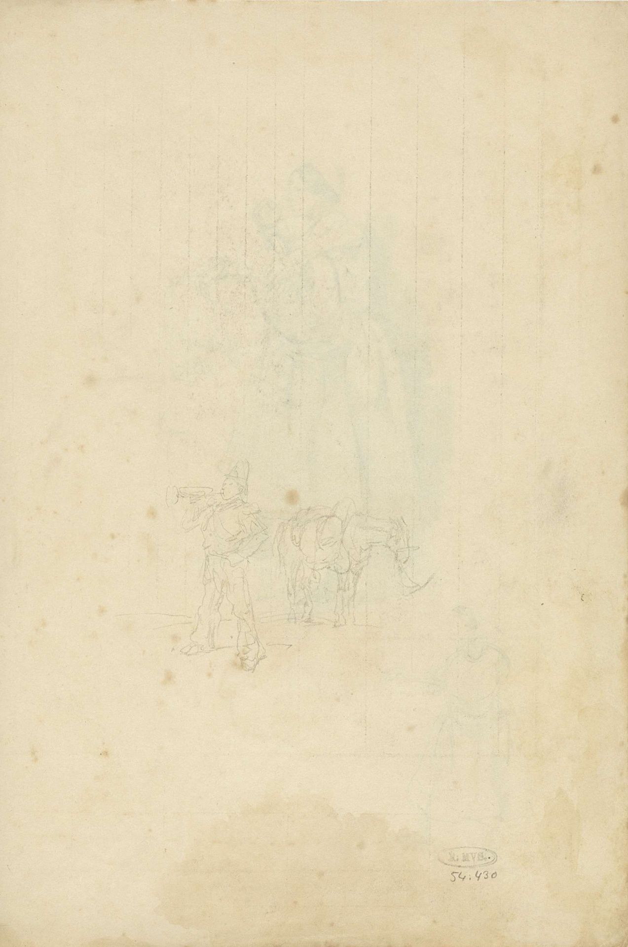 Schets van een heraut met een paard by Pieter van Loon