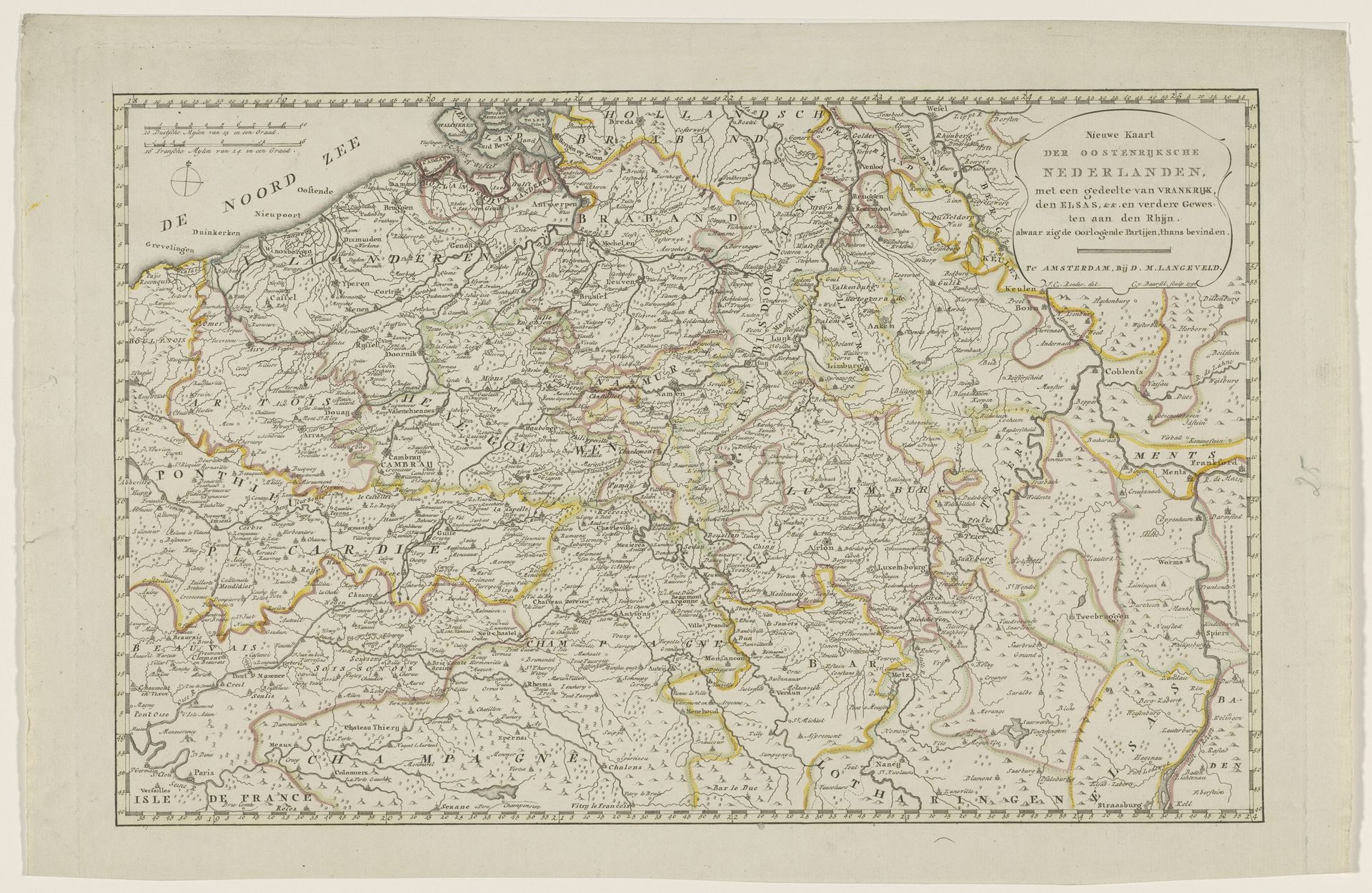 Kaart van de Oostenrijkse Nederlanden, 1792 by Cornelis van Baarsel