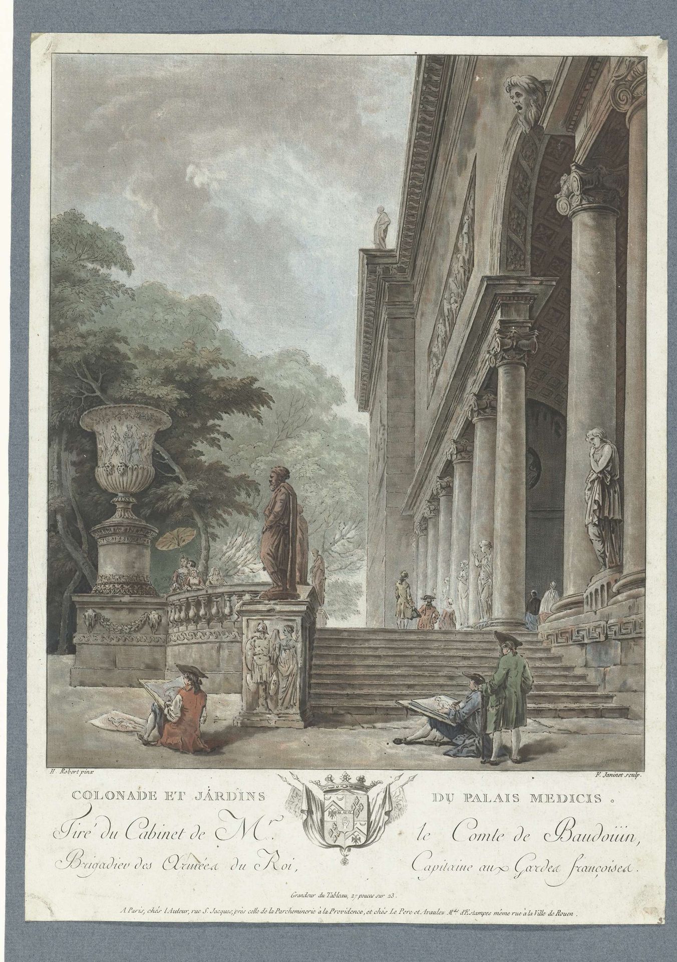 Gezicht op de Villa Medici by Jean François Janinet