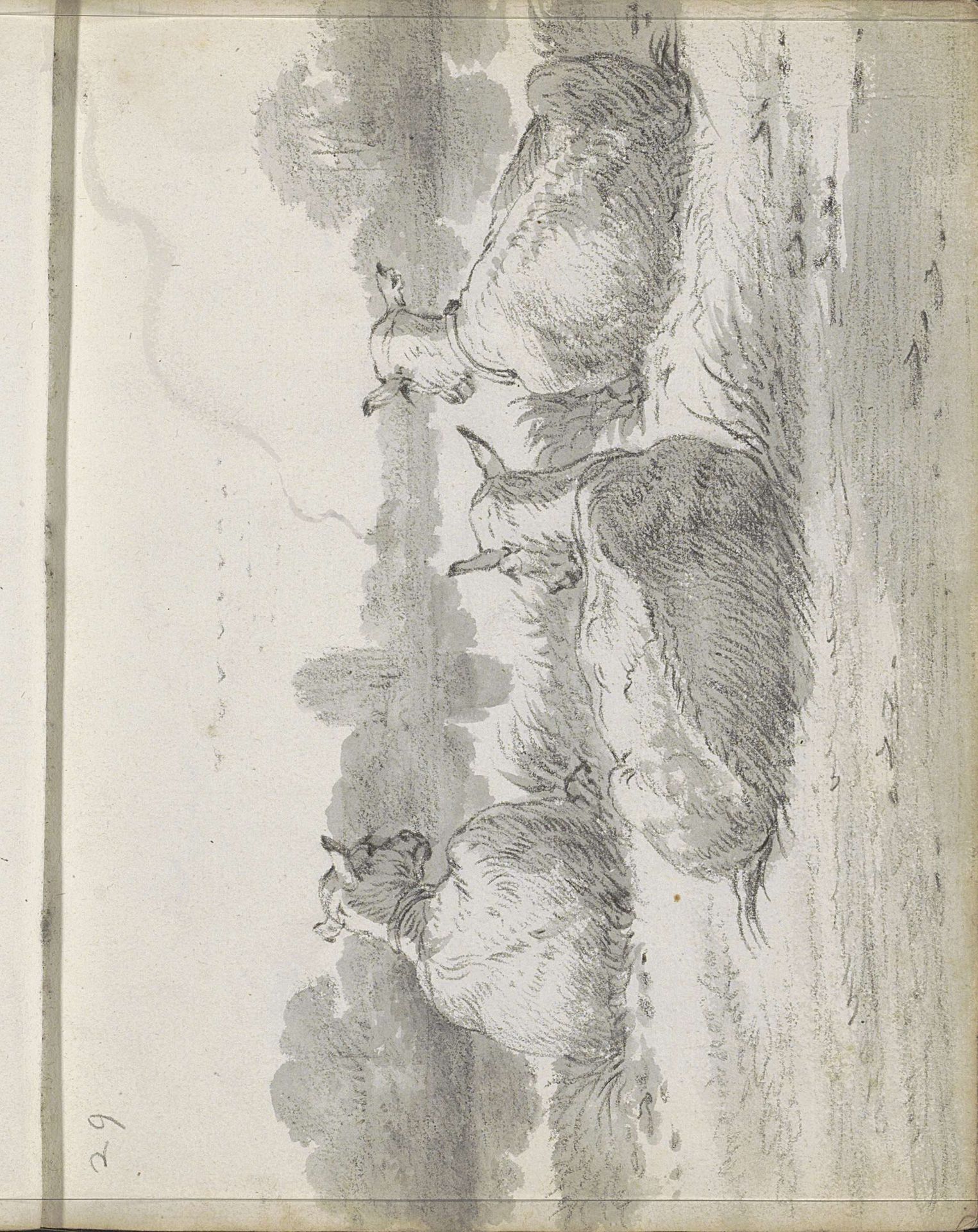 Drie liggende koeien aan een waterkant by Cornelis Saftleven