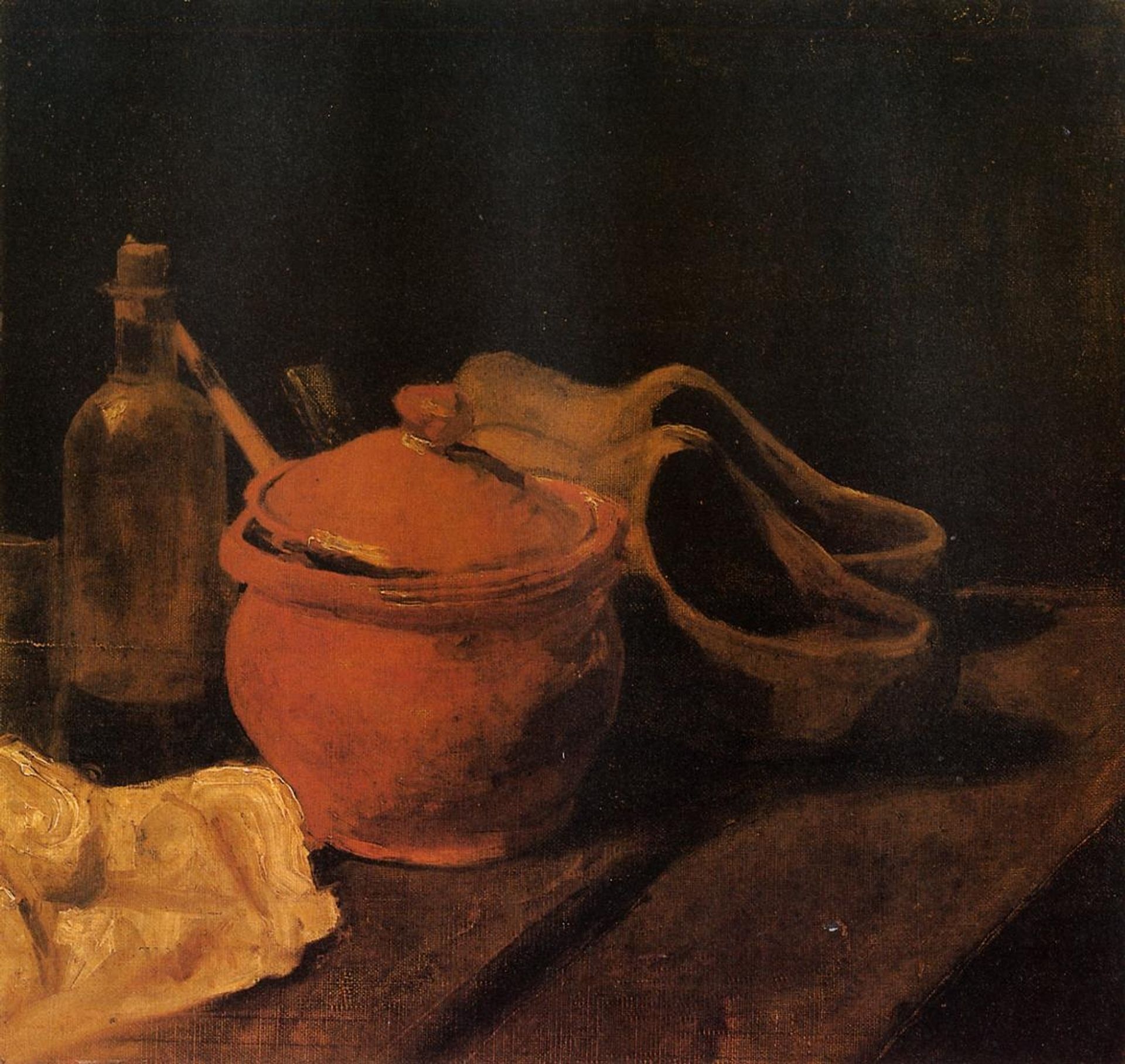 Still Life with Earthenware, Bottle and Clogs by Vincent van Gogh