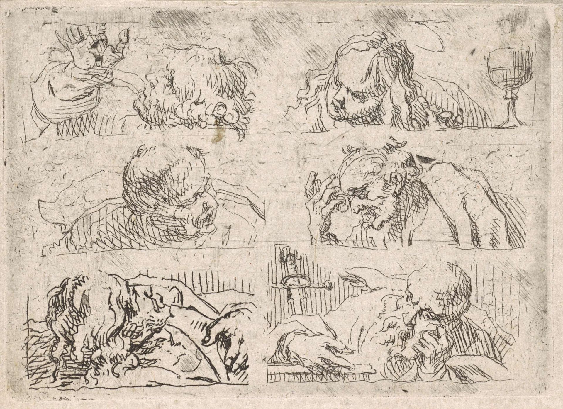 Zes studies van hoofden van apostelen by Cornelis Schut