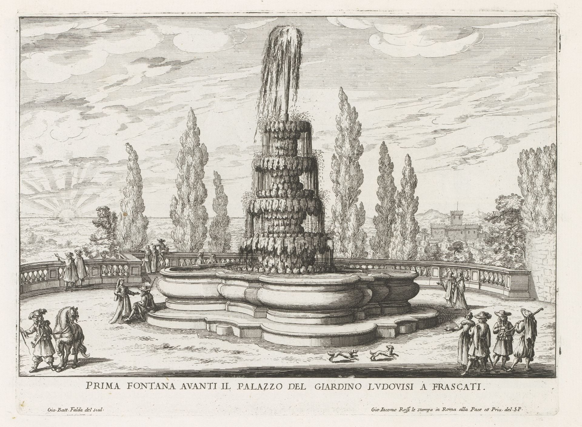 Fontein in de tuinen van de Villa Torlonia te Frascati by Giovanni Battista Falda