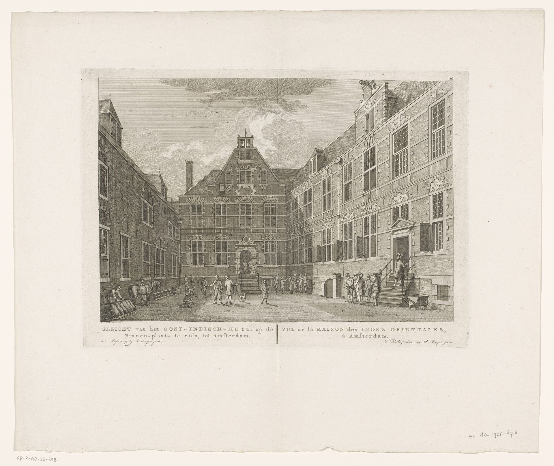 Gezicht op de binnenplaats van het Oost-Indisch Huis te Amsterdam by Hermanus Petrus Schouten