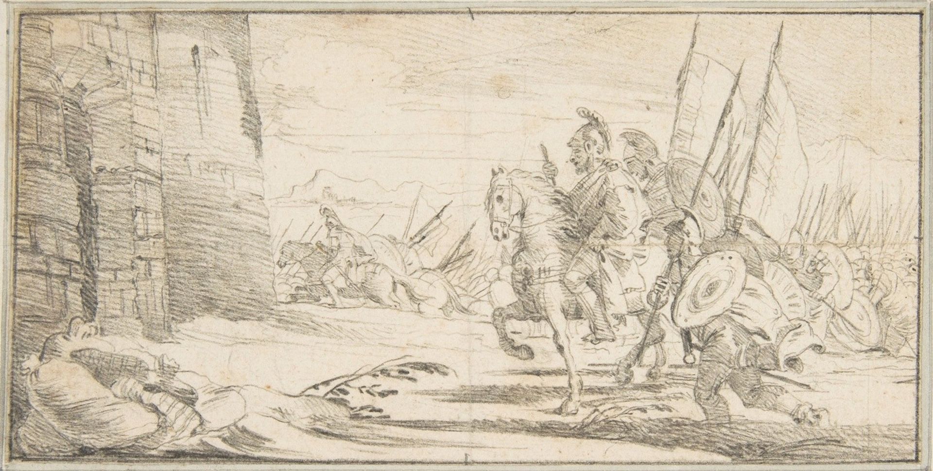Troops Advancing toward a City Gate by Giovanni Battista Tiepolo