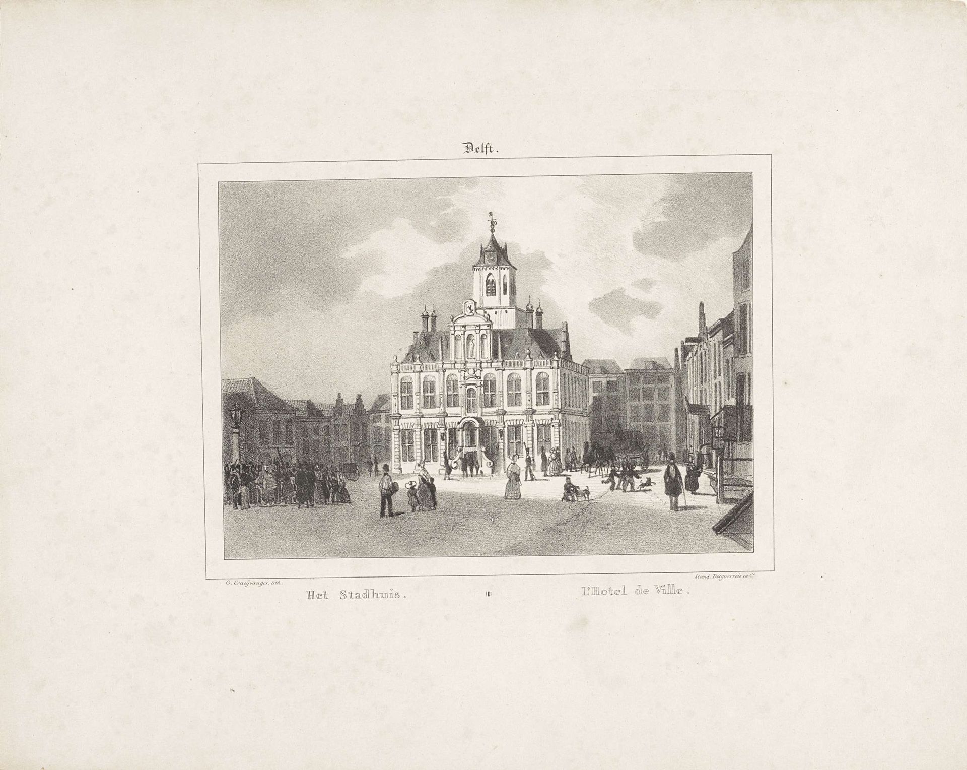 Het stadhuis in Delft by Gijsbertus Craeyvanger