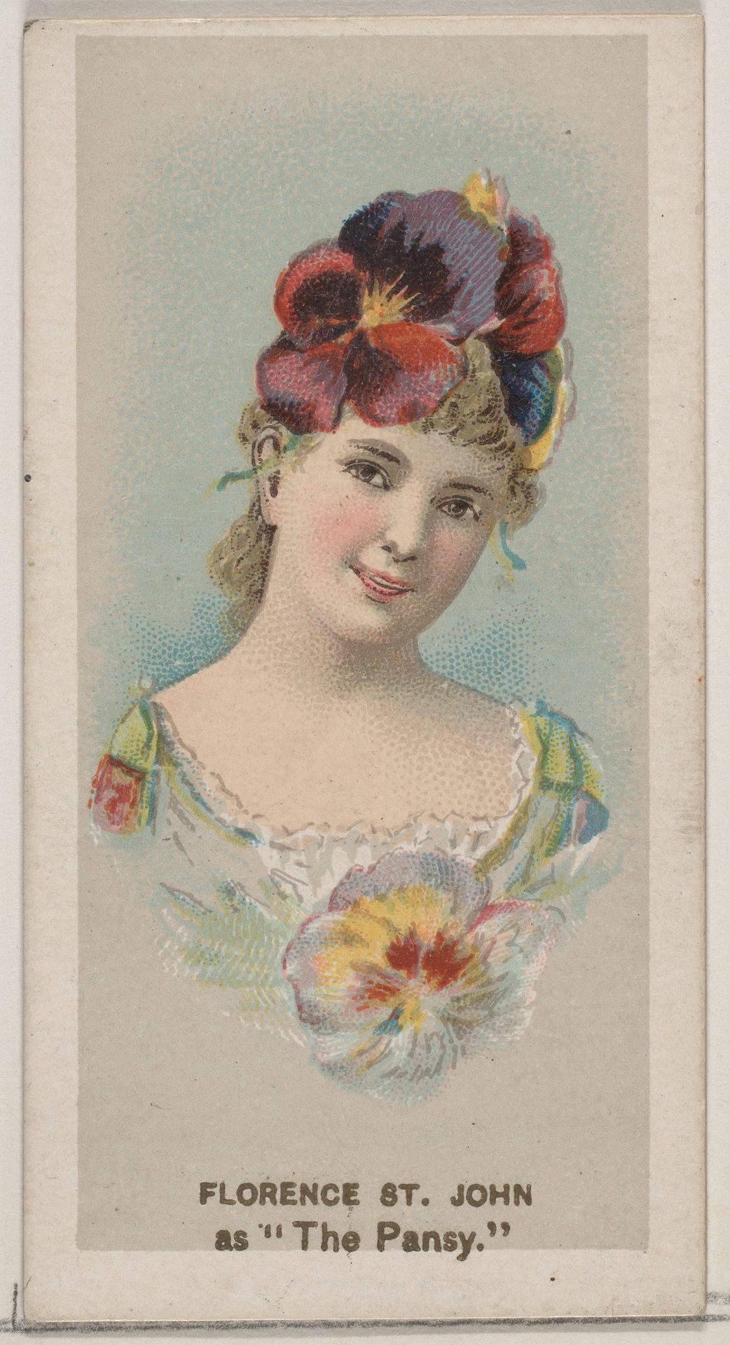 Florence St. John as "The Pansy," from the series Fancy Dress Ball Costumes (N73) for Duke brand cigarettes by W. Duke, Sons & Co.