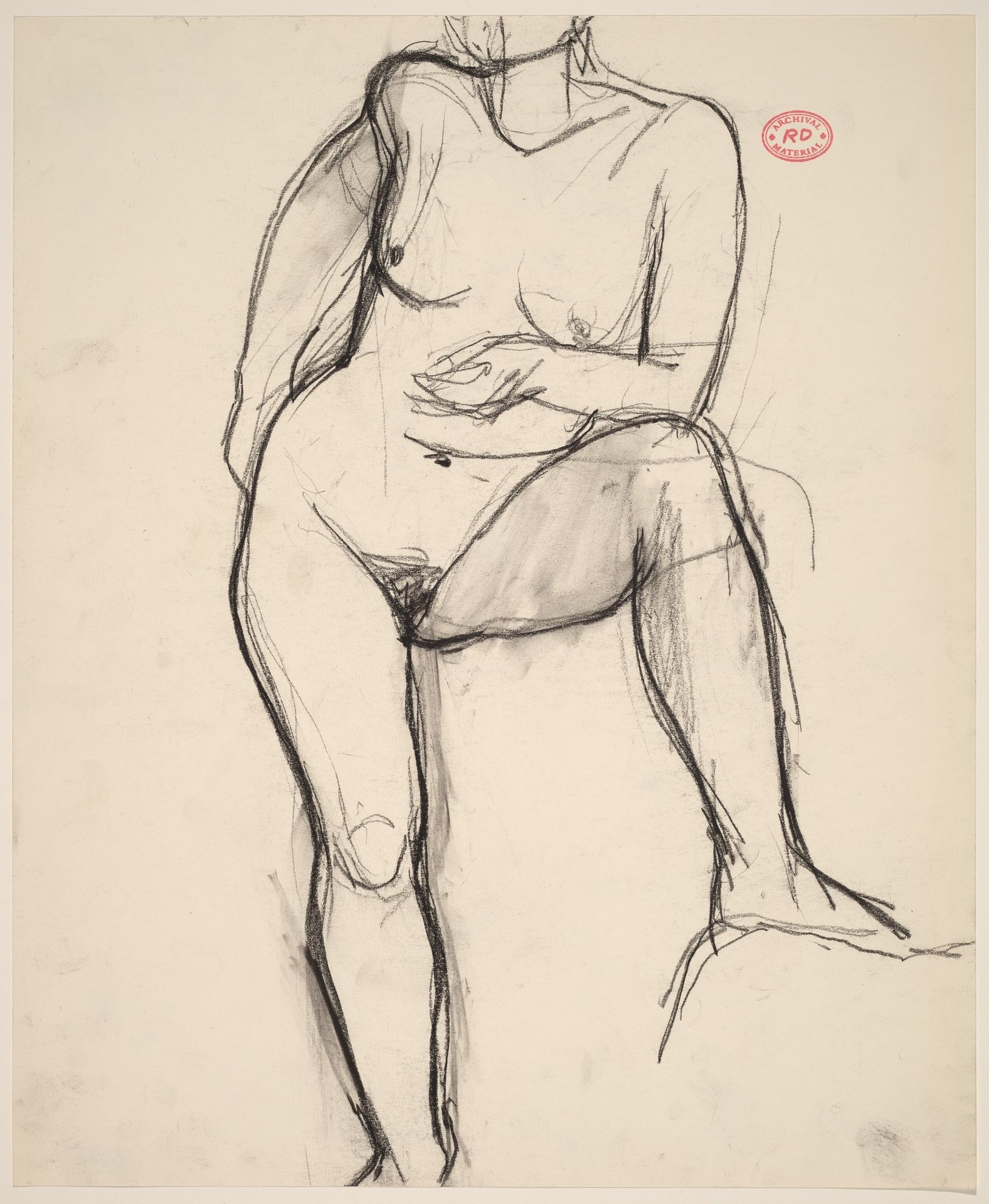 Untitled [standing female nude resting on bent left leg] by Richard Diebenkorn