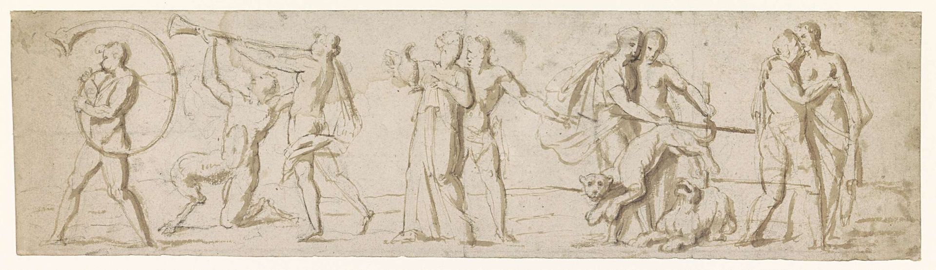 Optocht van bacchanten by Nicolas Poussin