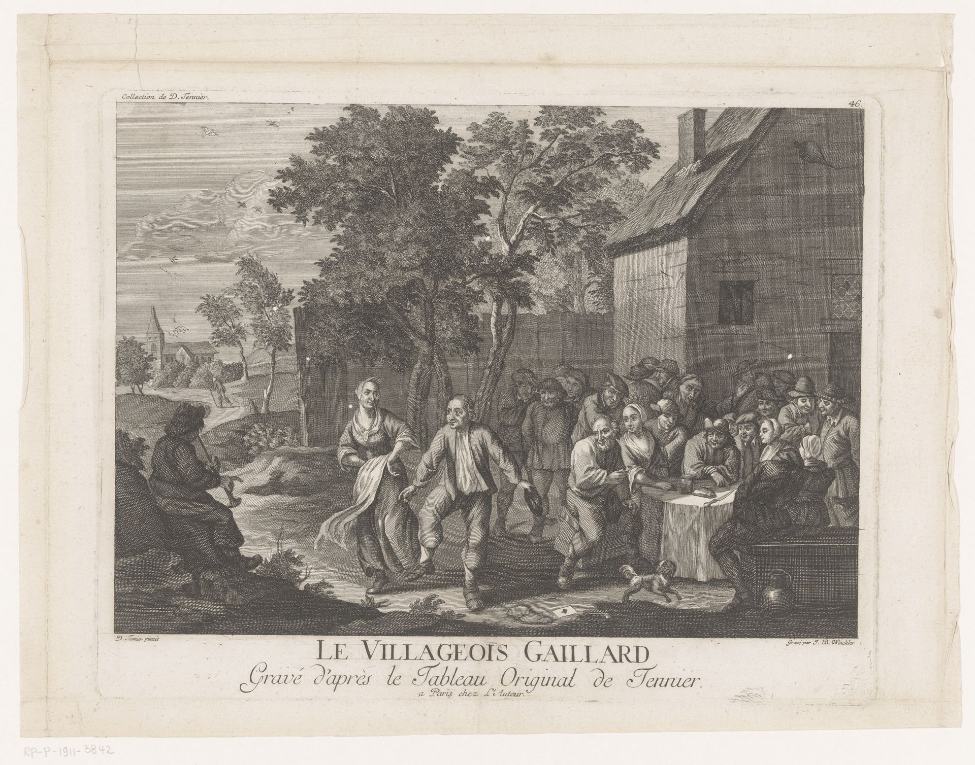 Dansende boeren op een dorpsfeest by Benedikt Winkler