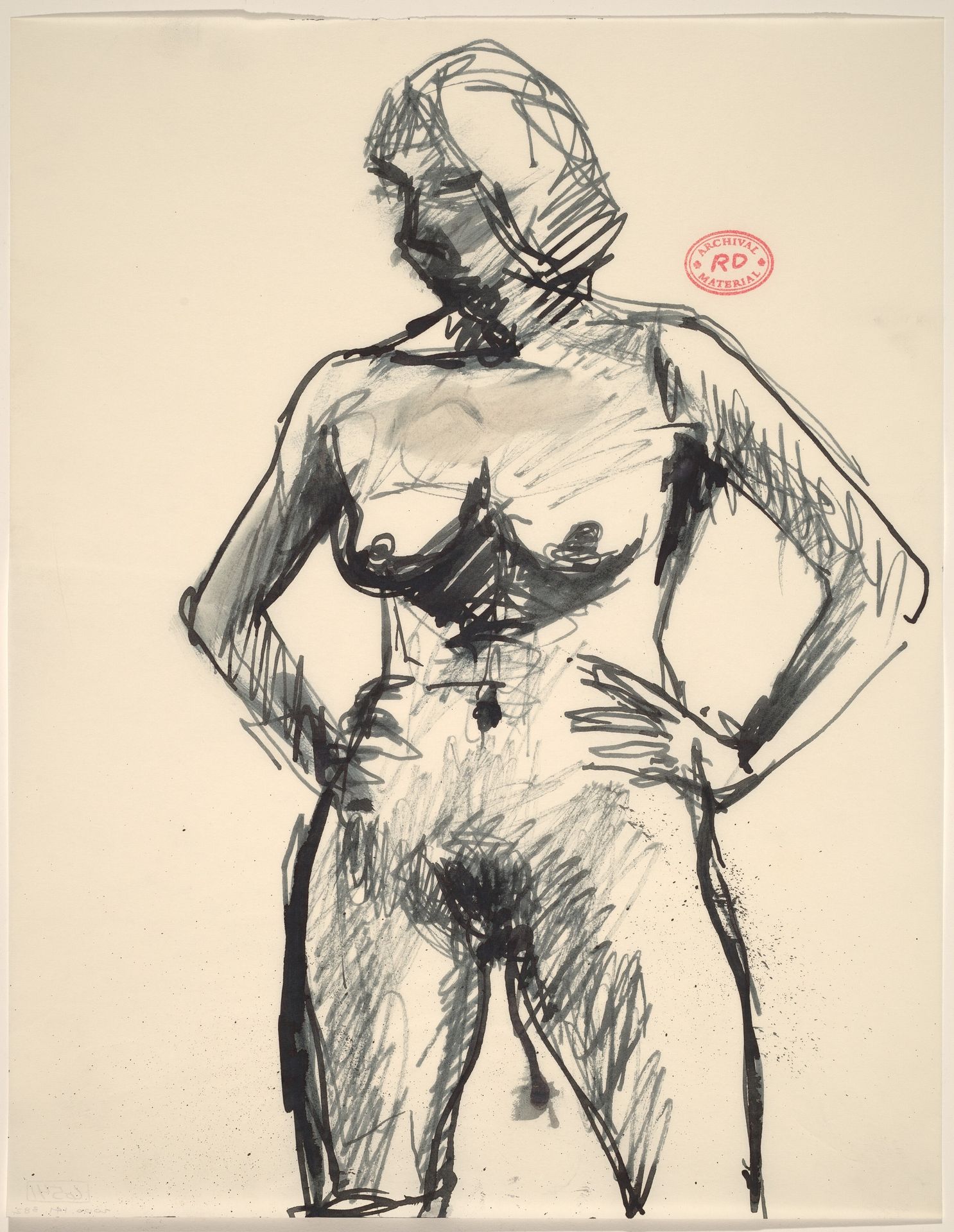 Untitled [standing female nude with arms akimbo] by Richard Diebenkorn