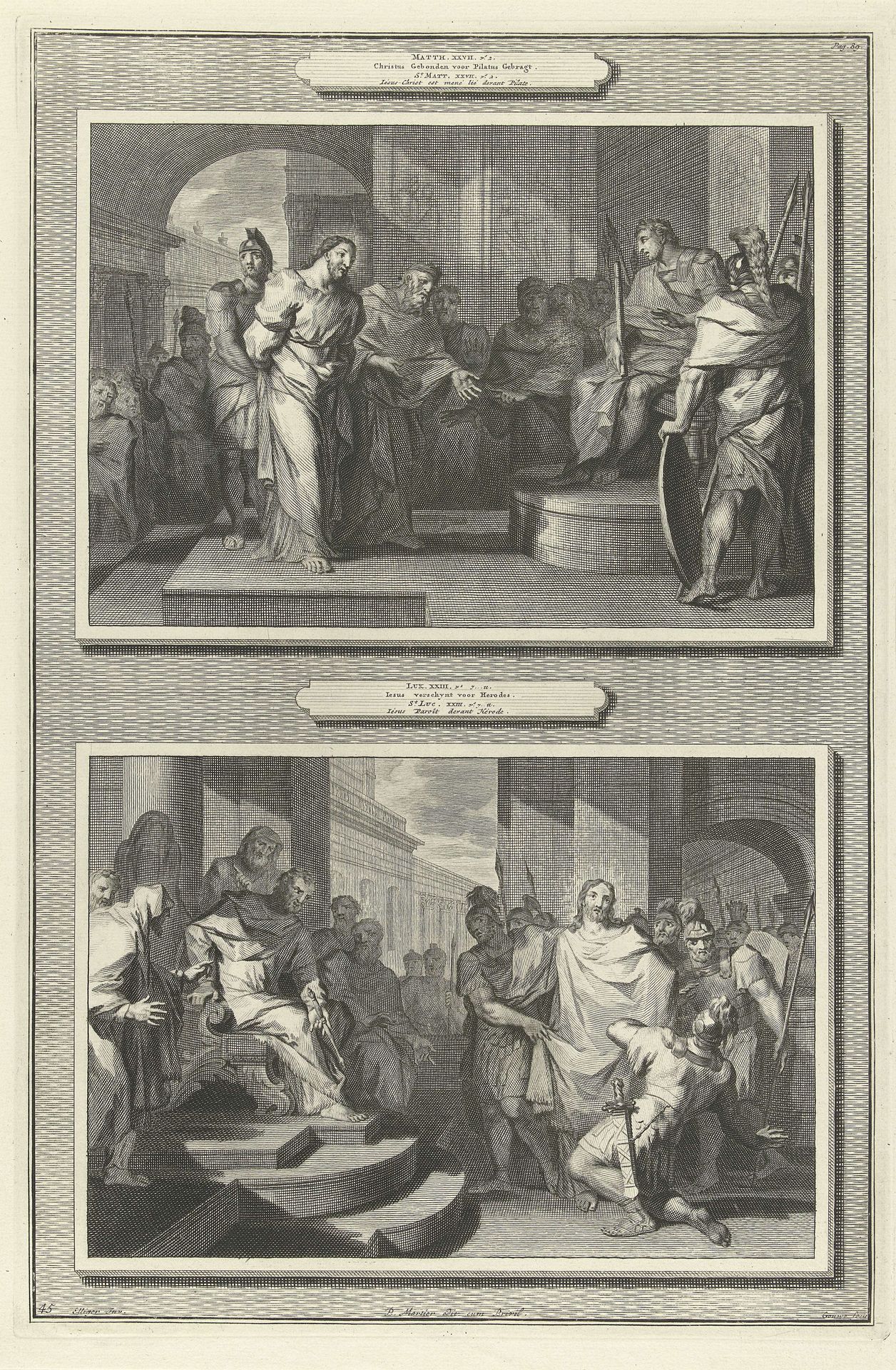 Christus voor Pilatus en voor Herodes by Gilliam van der Gouwen