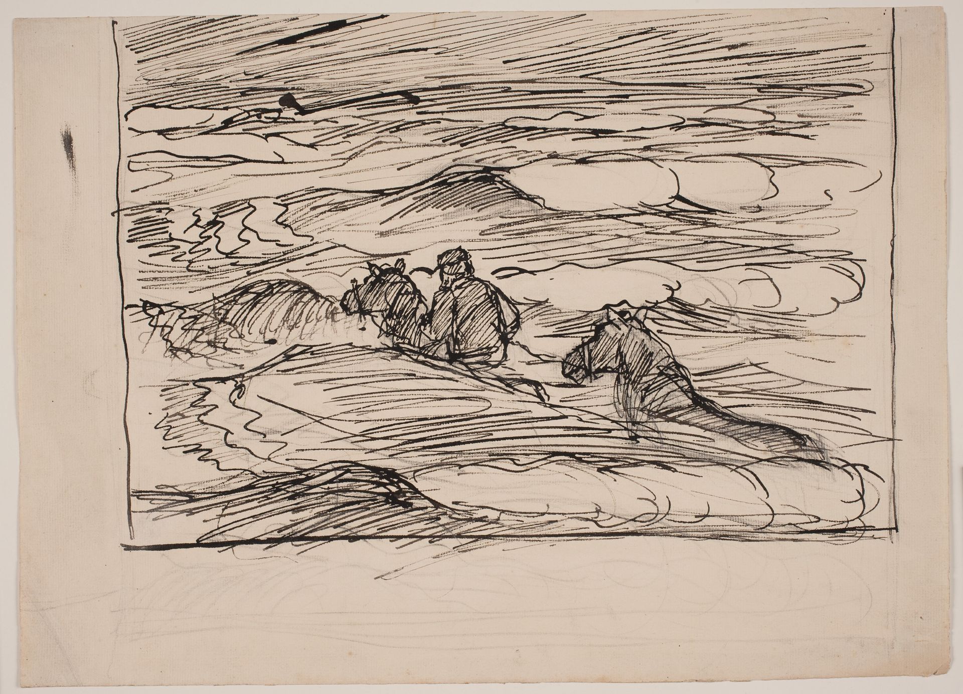 Søren Kanne rider til hest gennem bølgerne by Fritz Syberg