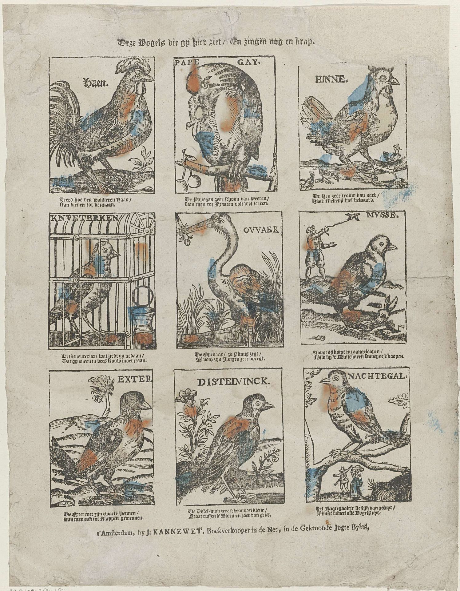 Deze vogels die gy op hier ziet / En zingen nog en kray[en niet] by Johannes (II) Kannewet