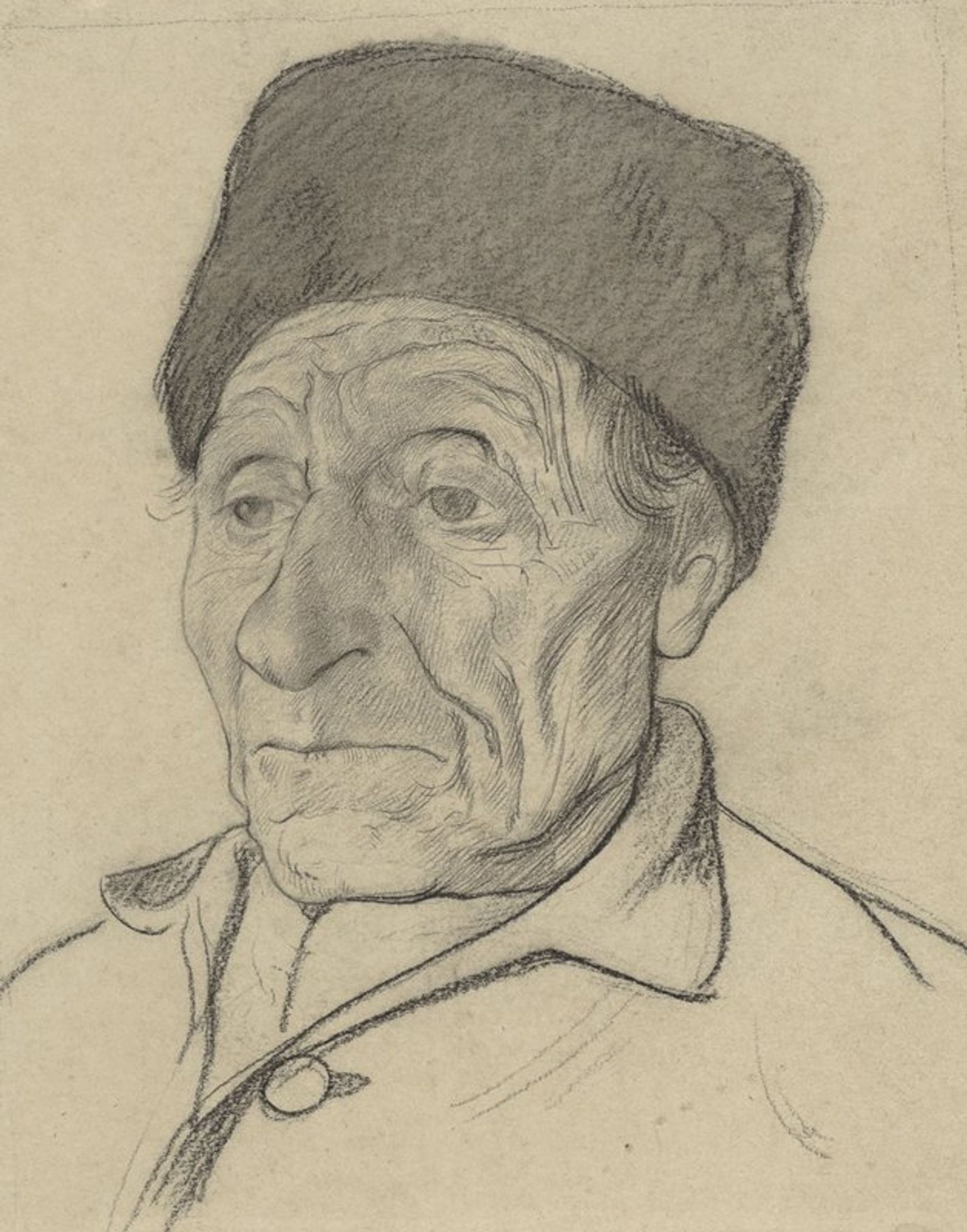Kop van een oude man met een muts by Richard Nicolaüs Roland Holst