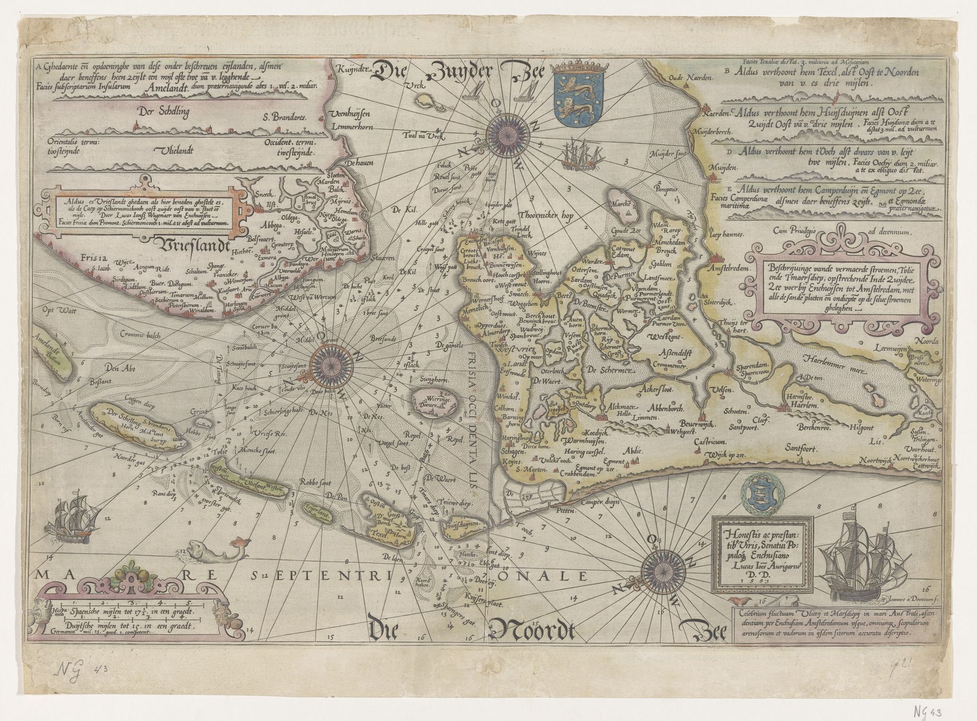 Paskaart van het Vlie en de Marsdiep by Joannes van (I) Doetechum