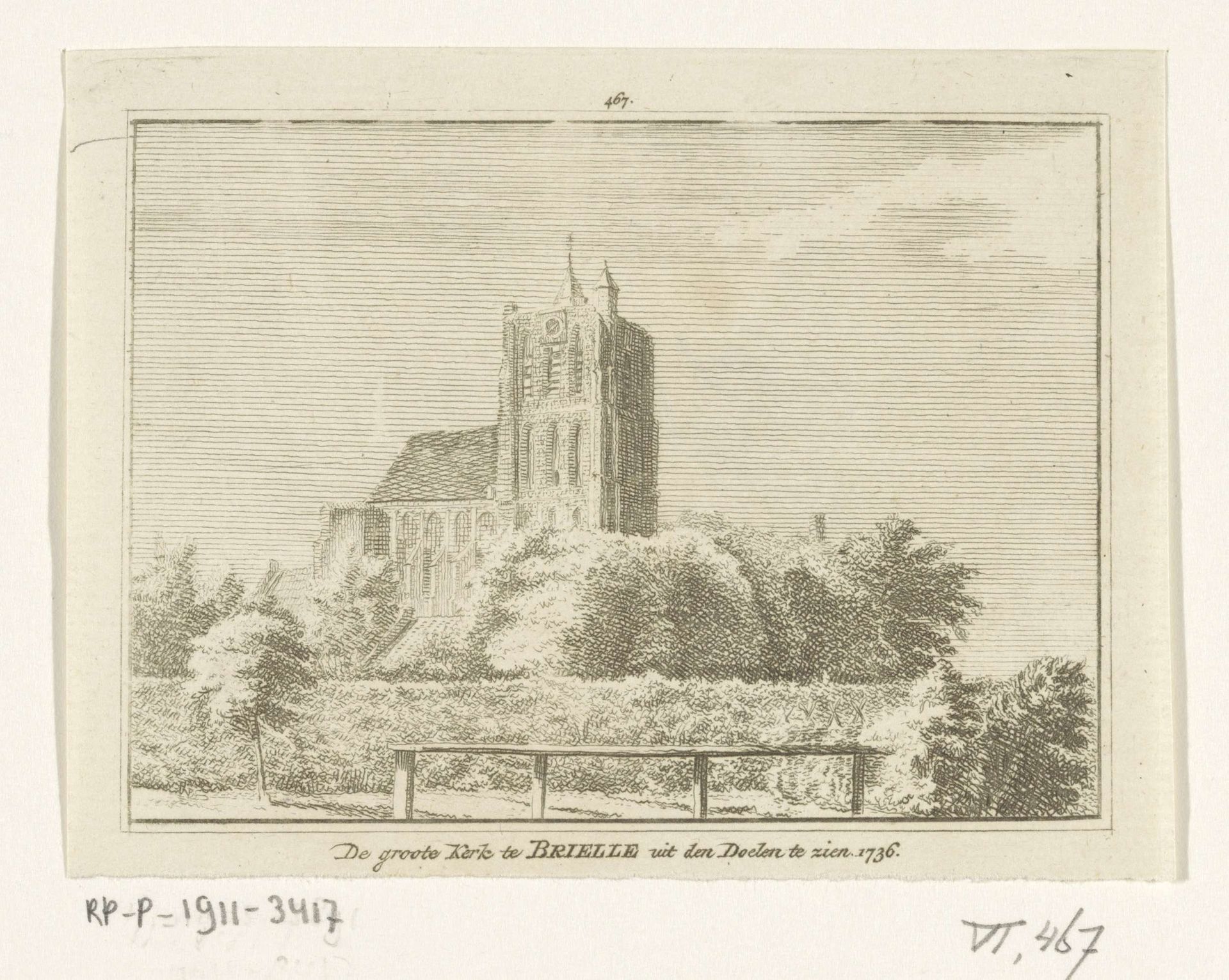 Gezicht op de kerk van Brielle by Hendrik Spilman