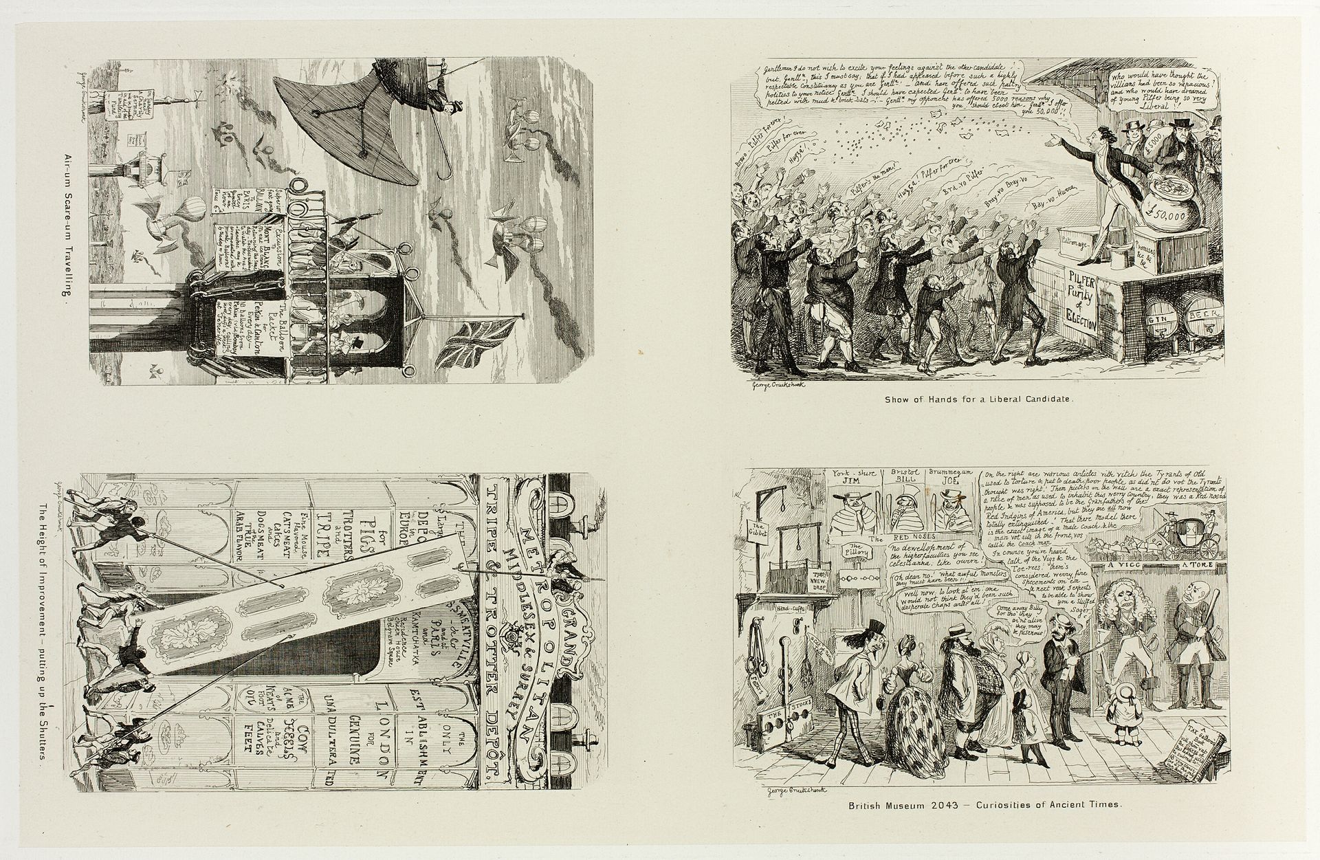 Show of Hands For a Liberal Candidate from George Cruikshank's Steel Etchings to The Comic Almanacks: 1835-1853 (top left) by George Cruikshank