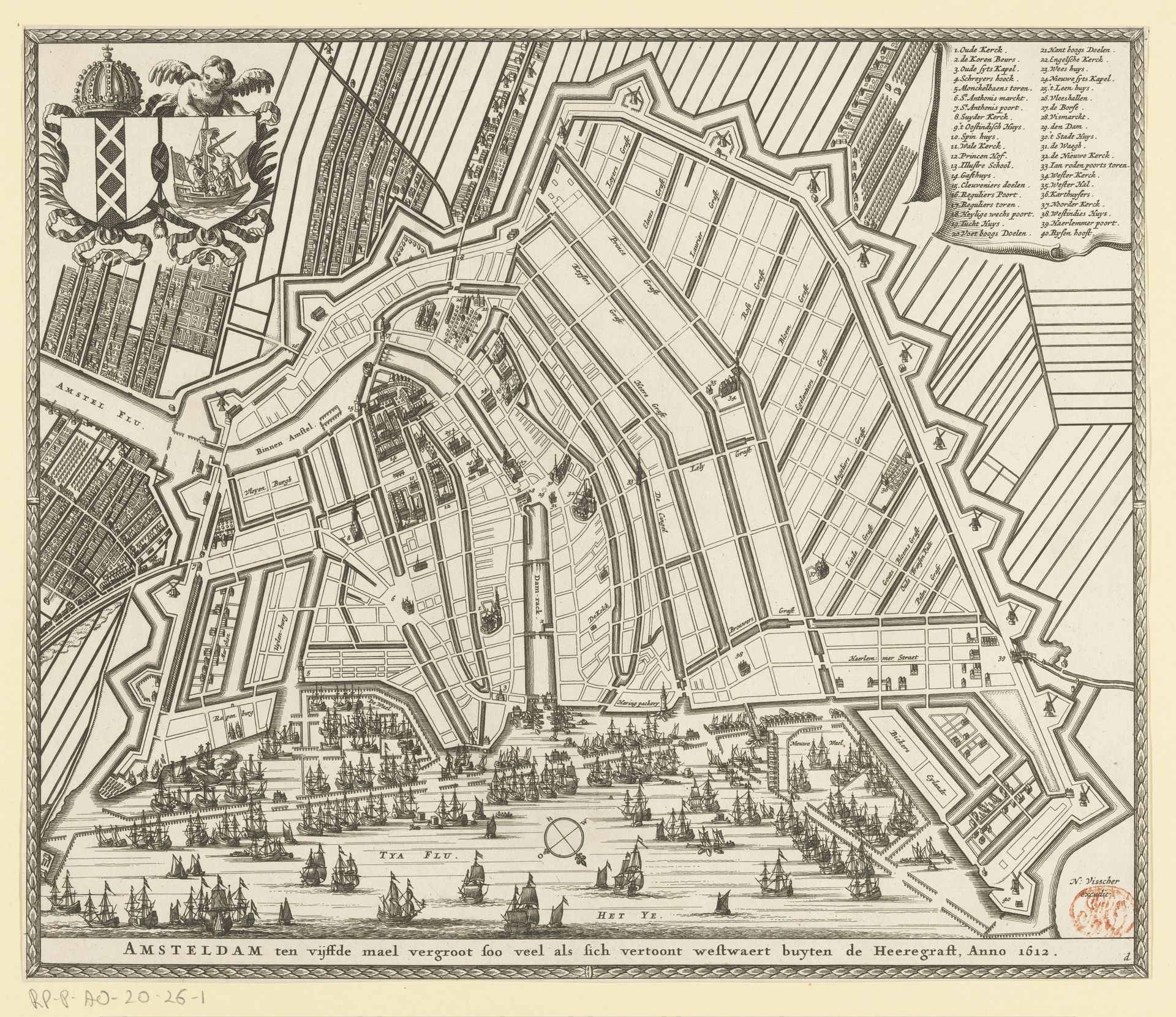 Plattegrond van Amsterdam, 1612 by Pieter Hendricksz. Schut