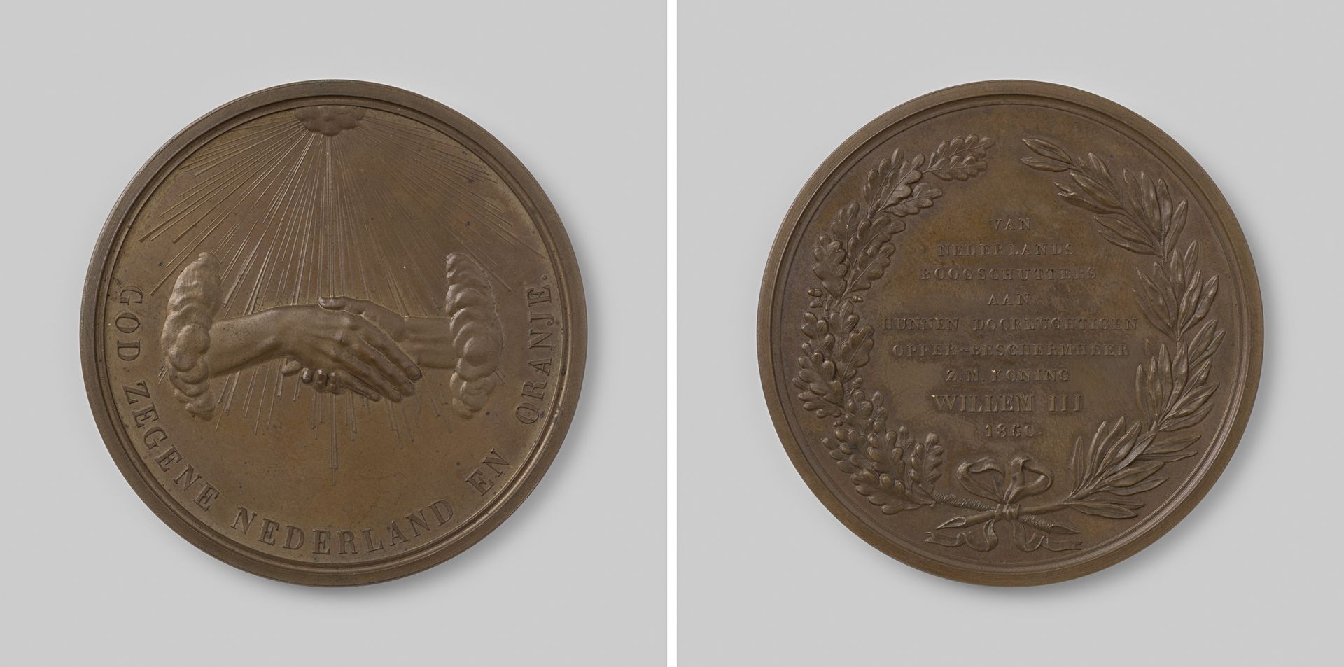 Nederlandse boogschutters, penning geschonken aan hun opperbeschermheer Willem III, koning der Nederlanden by Anonymous