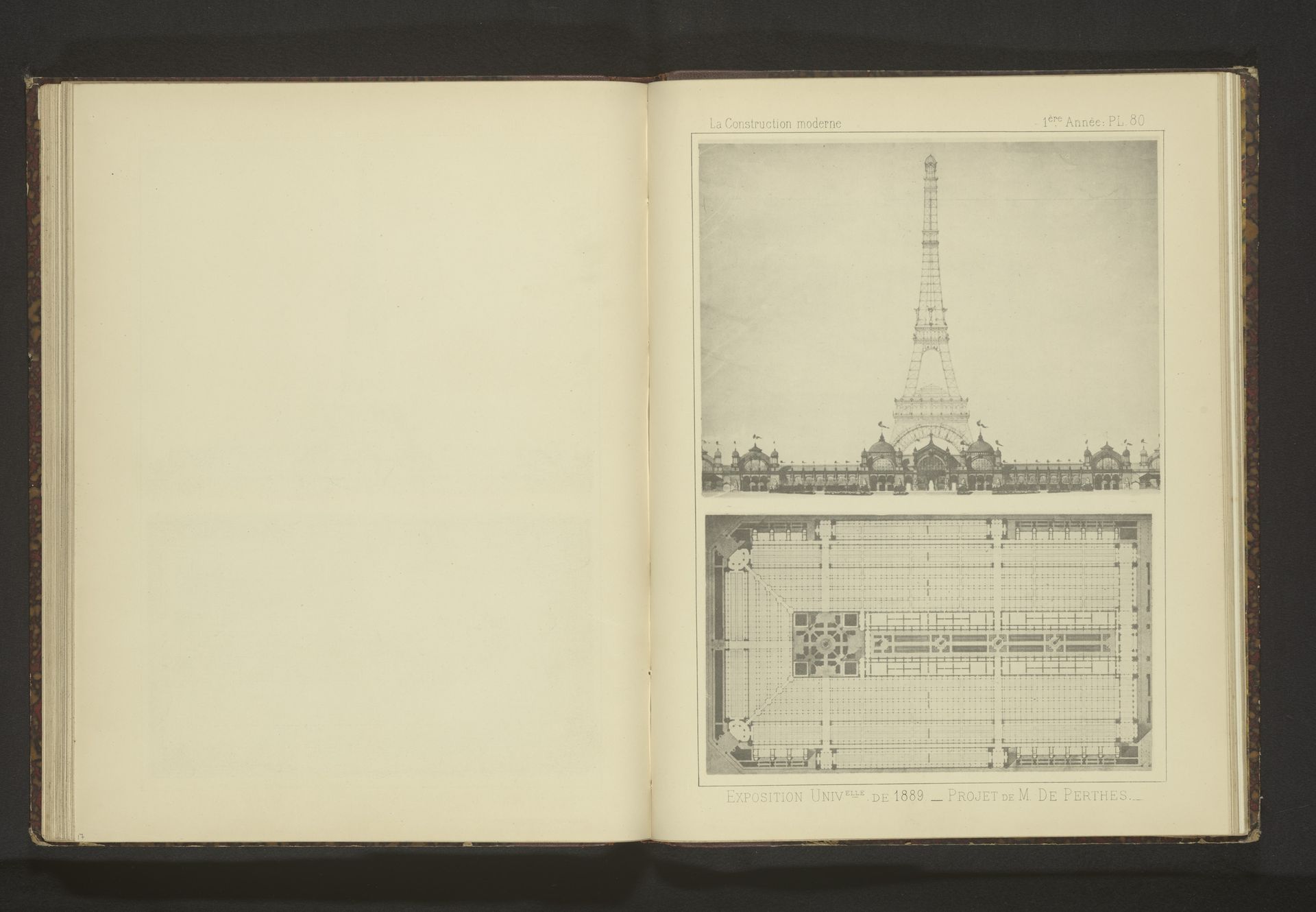 Twee reproducties van ontwerpen voor de Wereldtentoonstelling van Parijs in 1889 door M. De Perthes by Anonymous