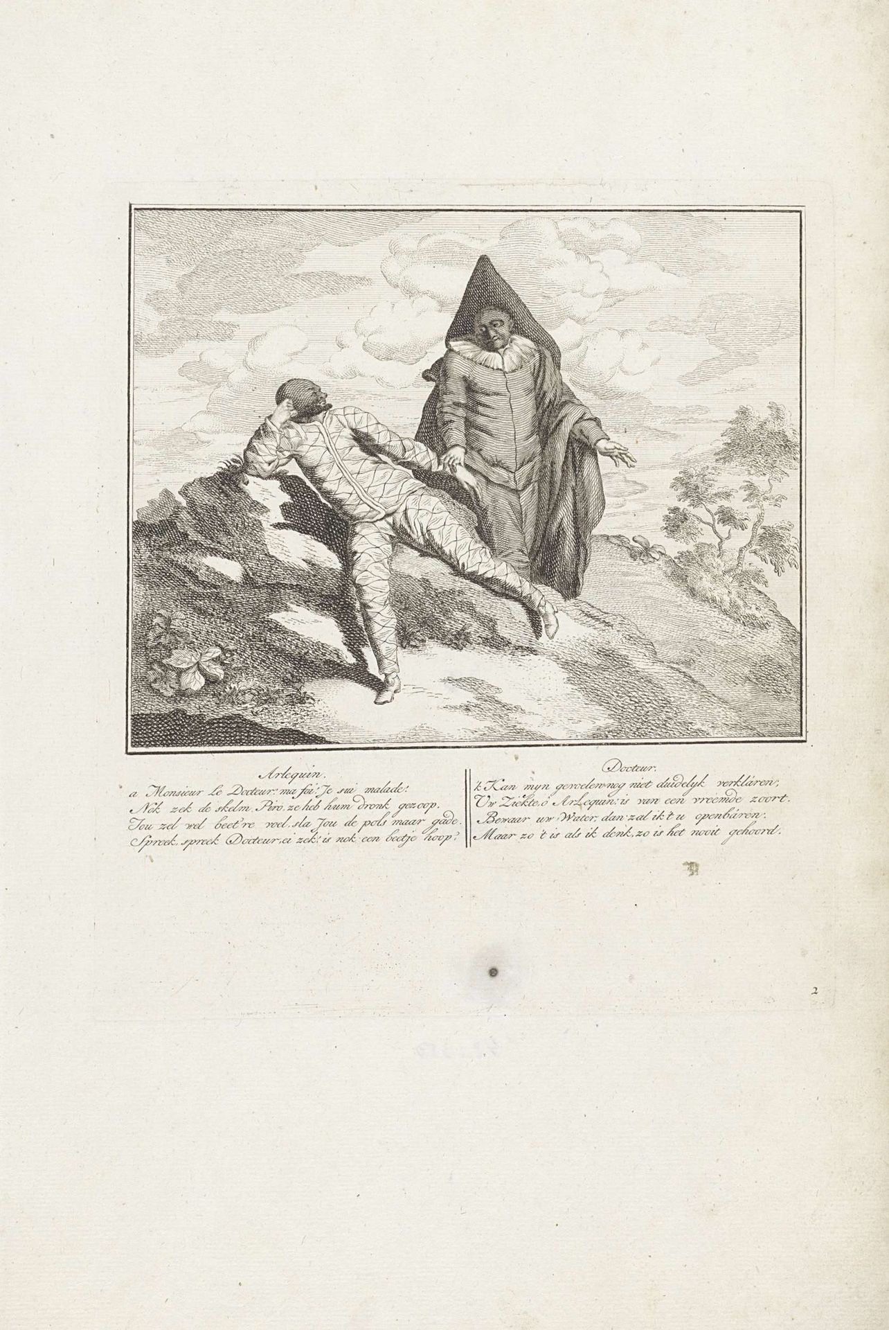 De dokter voelt de pols van Arlequin by Anonymous