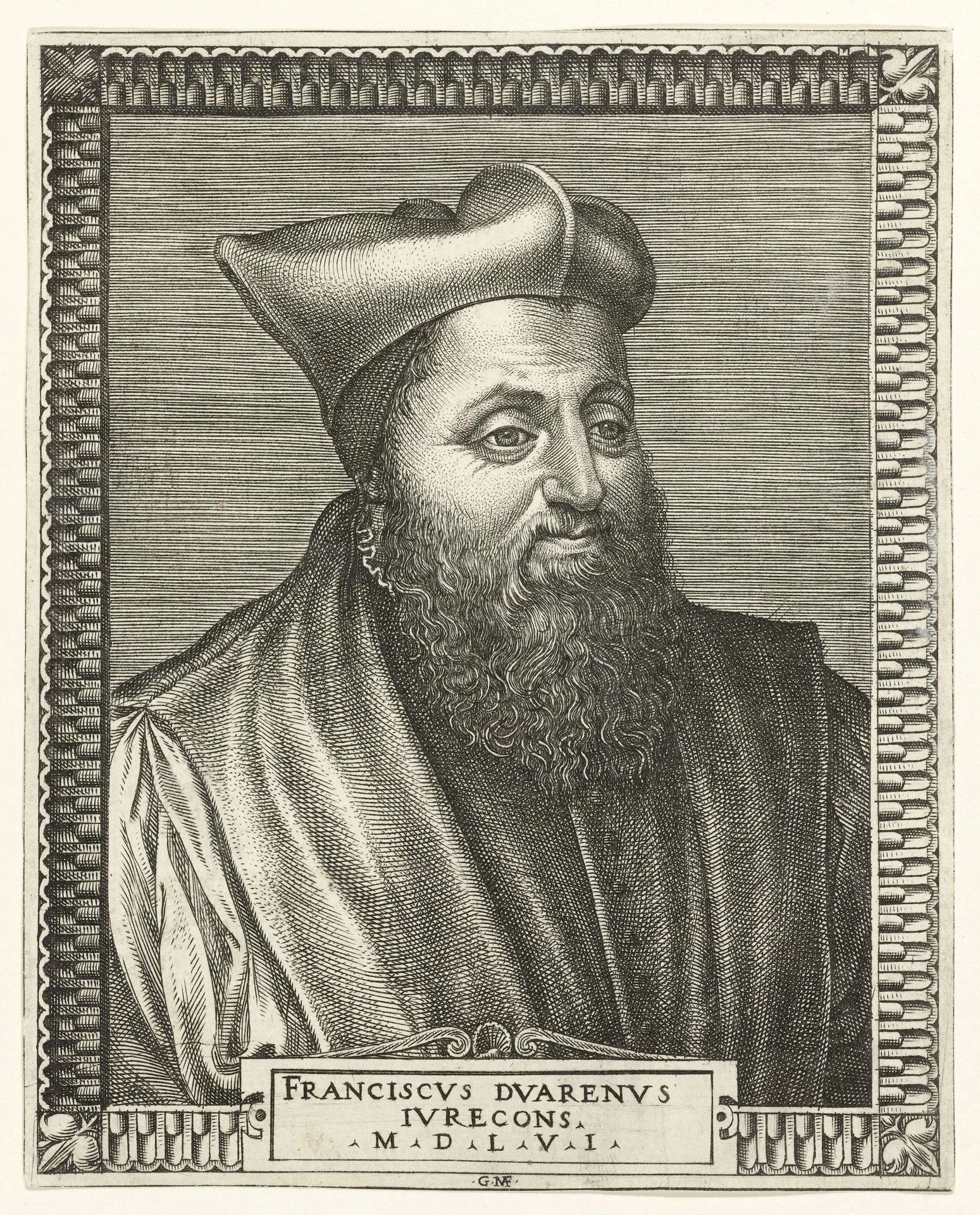 Portret van François Duaren, professor in de rechten aan de Universiteit van Bourges by Giorgio Ghisi