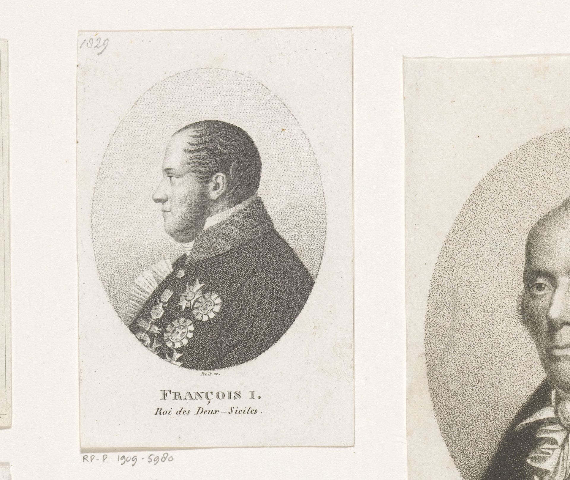 Portret van Frans I, koning der Beide Siciliën by Johann Friedrich Bolt