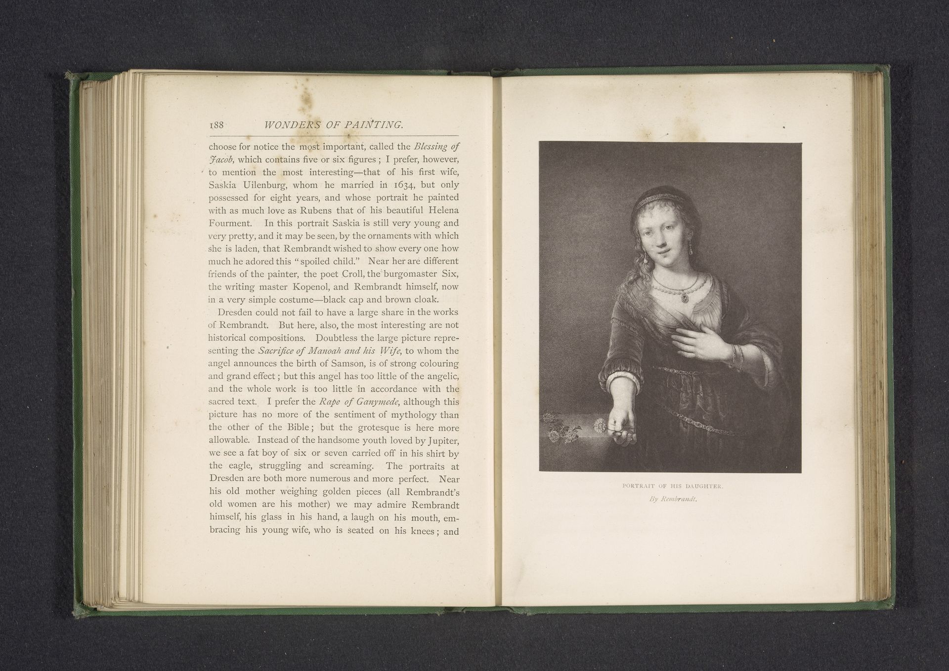 Fotoreproductie van een prent naar het portret van Saskia met een bloem door Rembrandt Harmensz. van Rijn by Anonymous