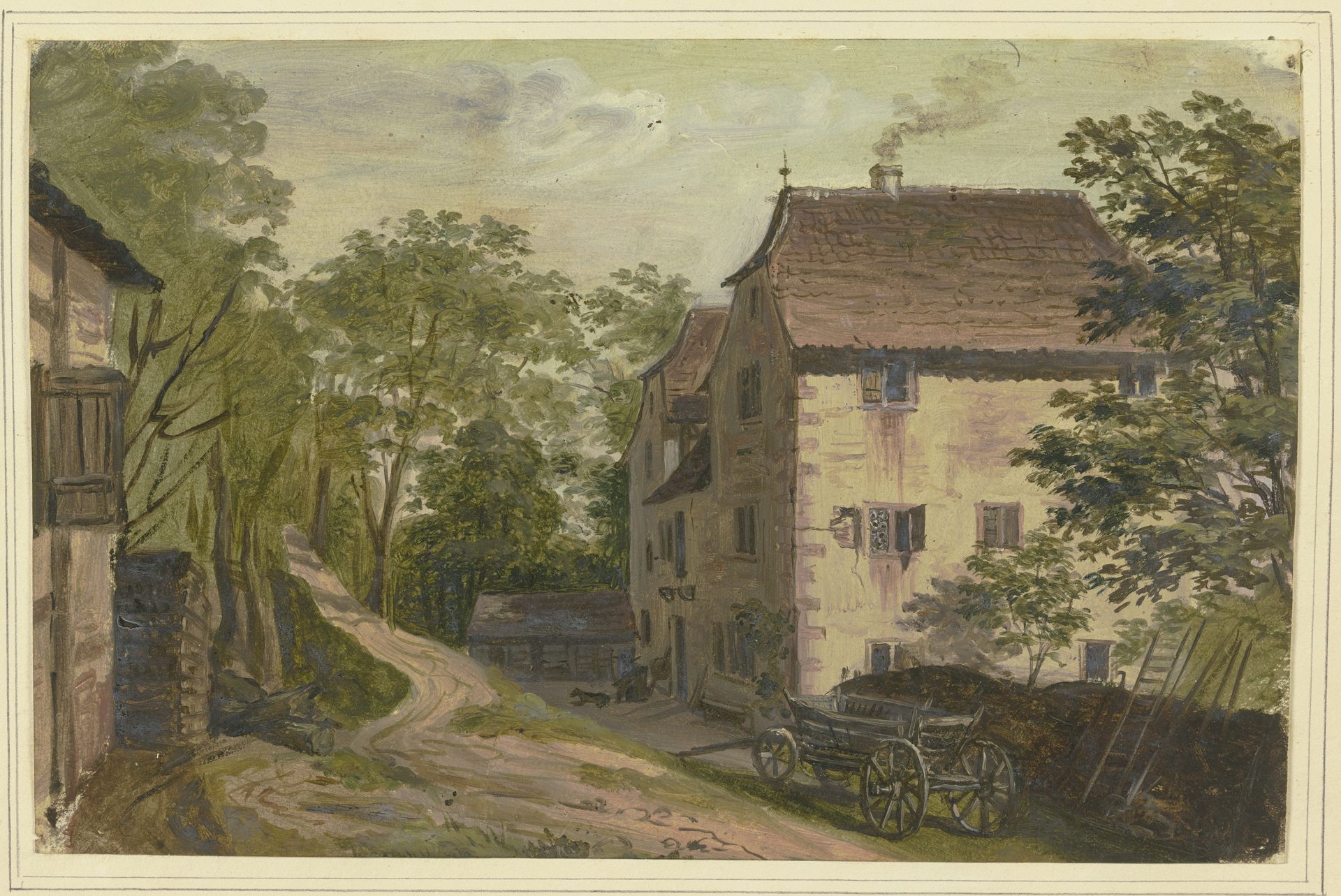 Manor house, a carriage in front by Friedrich Moosbrugger