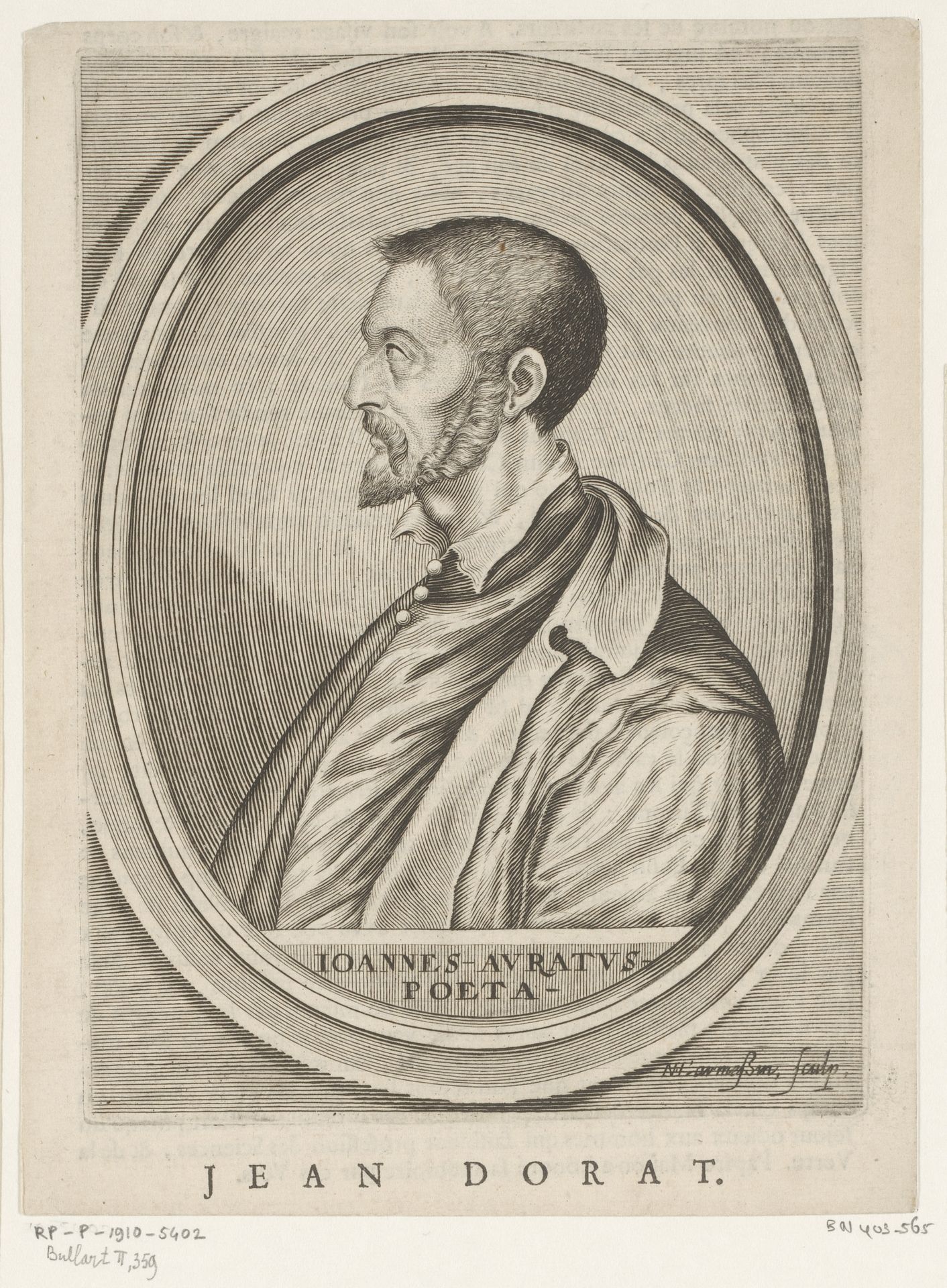 Portret van Jean Dorat by Nicolas de (I) Larmessin