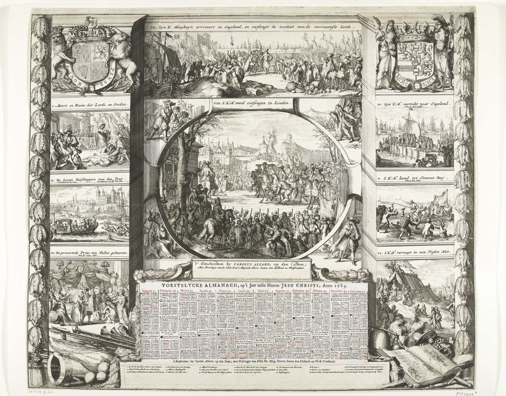 Allegorie ter ere van Willem III bij zijn komst naar Engeland, 1688 by Romeyn de Hooghe