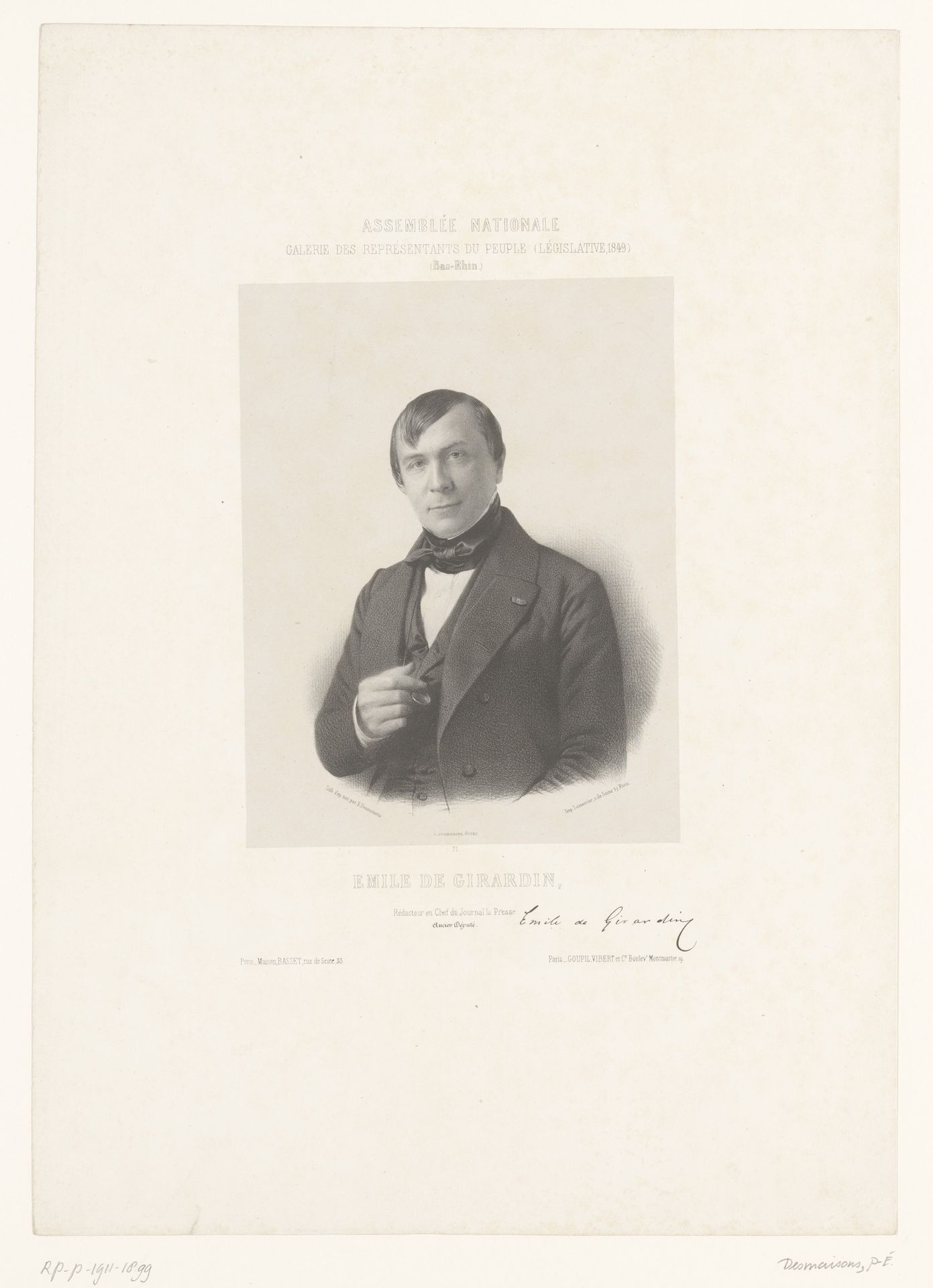 Portret van Émile de Girardin by Émilien Desmaisons