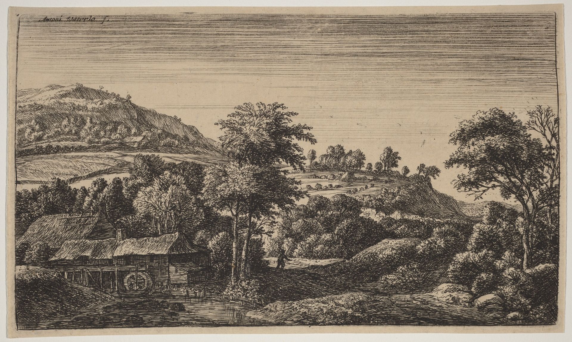 Watermill at the Foot of a Hill by Anthonie Waterloo