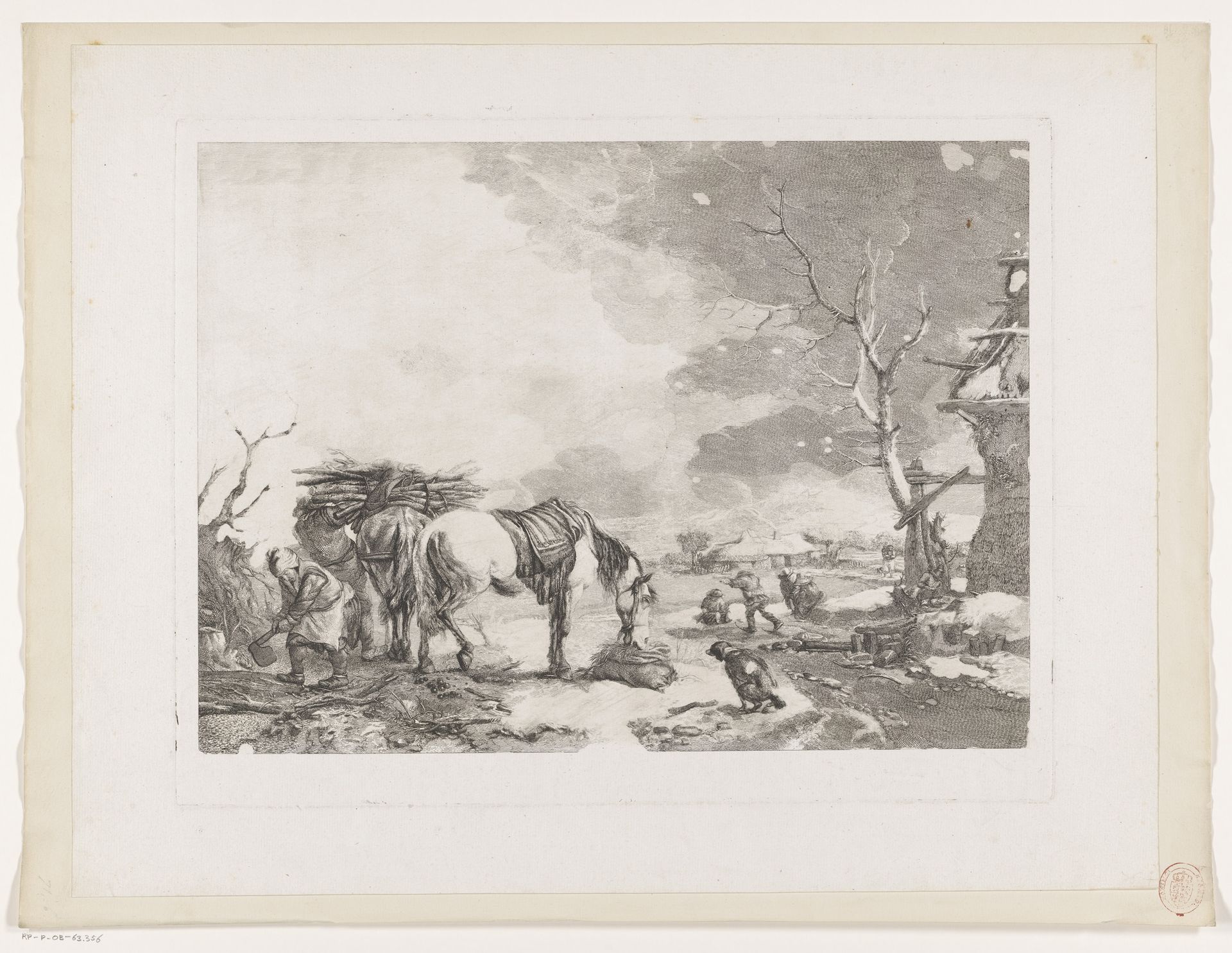 Houthakkers in een winterlandschap by Jean Moyreau