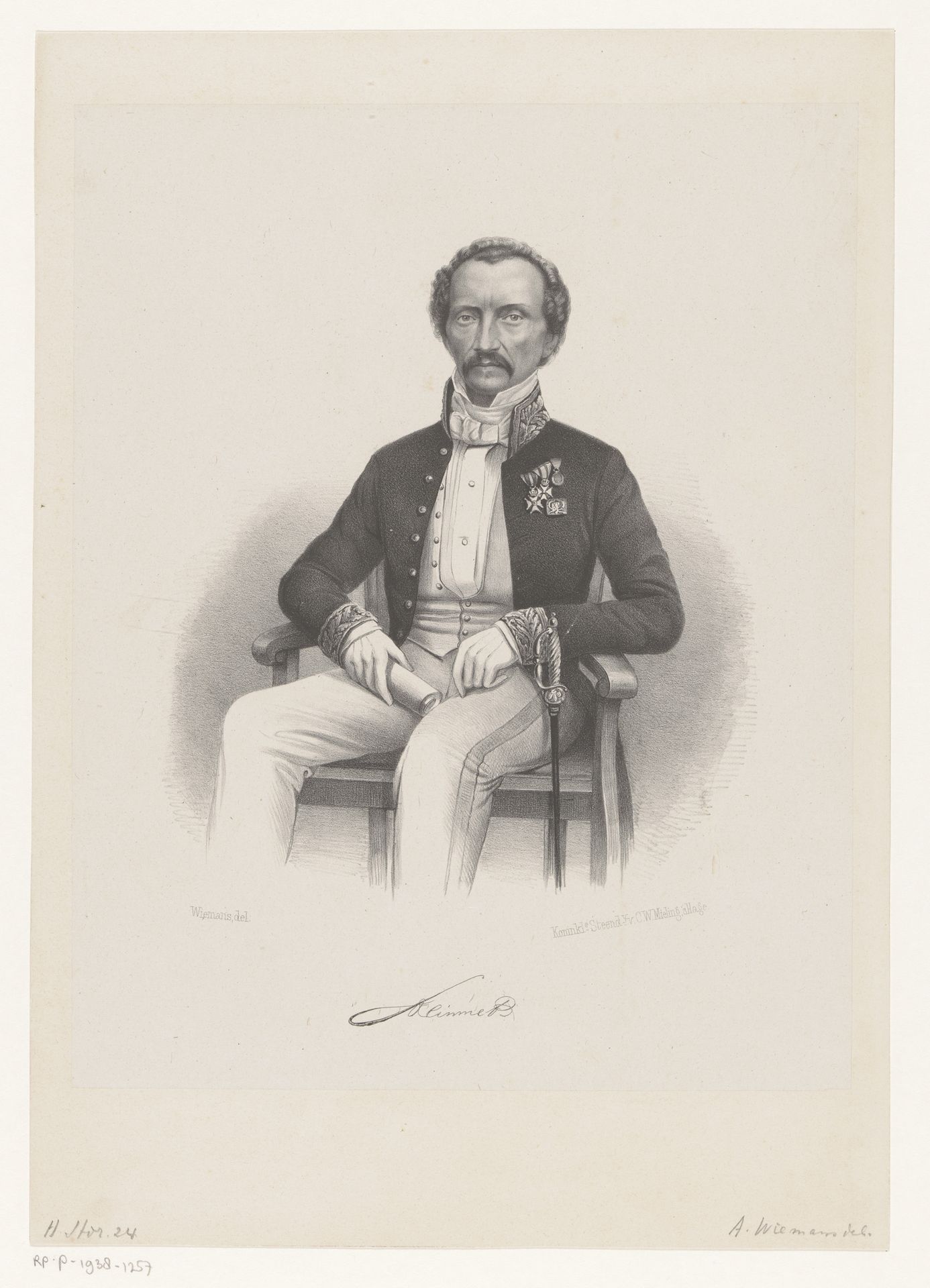 Portret van een ambtenaar in galakostuum, mogelijk C. Ph. C. Steinmetz by Andries Wiemans Cz.