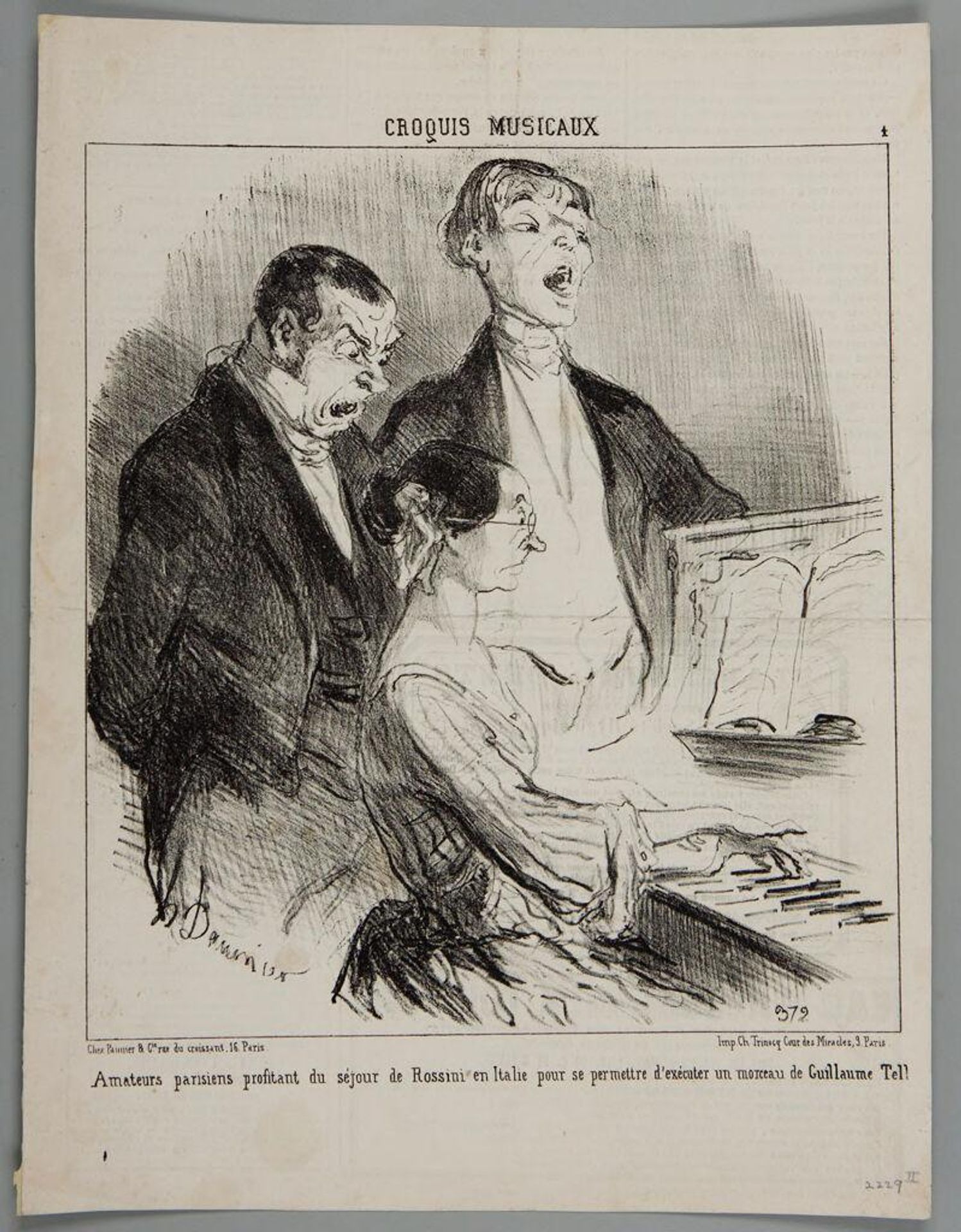 Parisian Amateurs Taking Advantage of Rossini's Stay in Italy, which Lets Them Perform a New 'William Tell' by Honoré Daumier