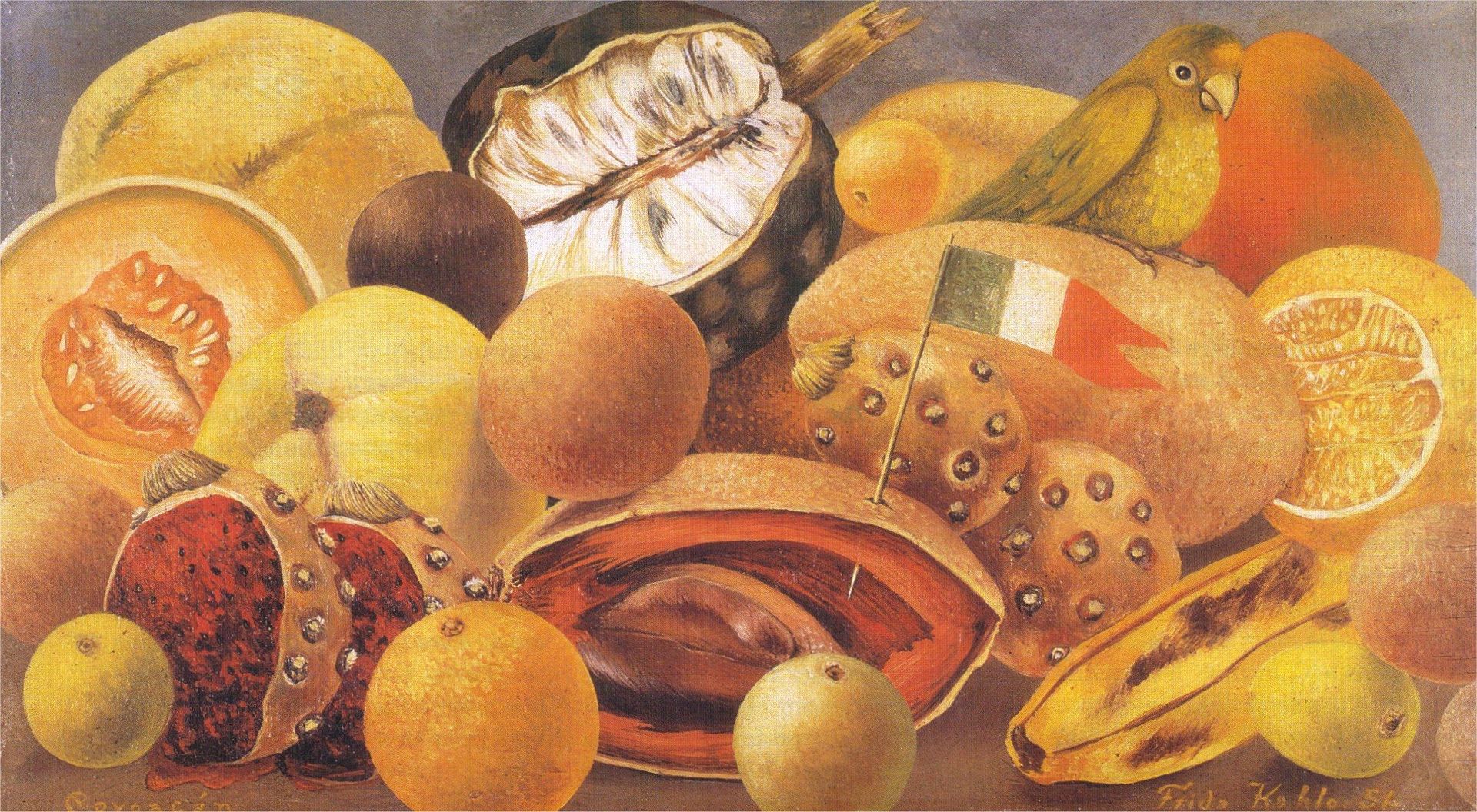 Still Life with Parrot and Flag by Frida Kahlo