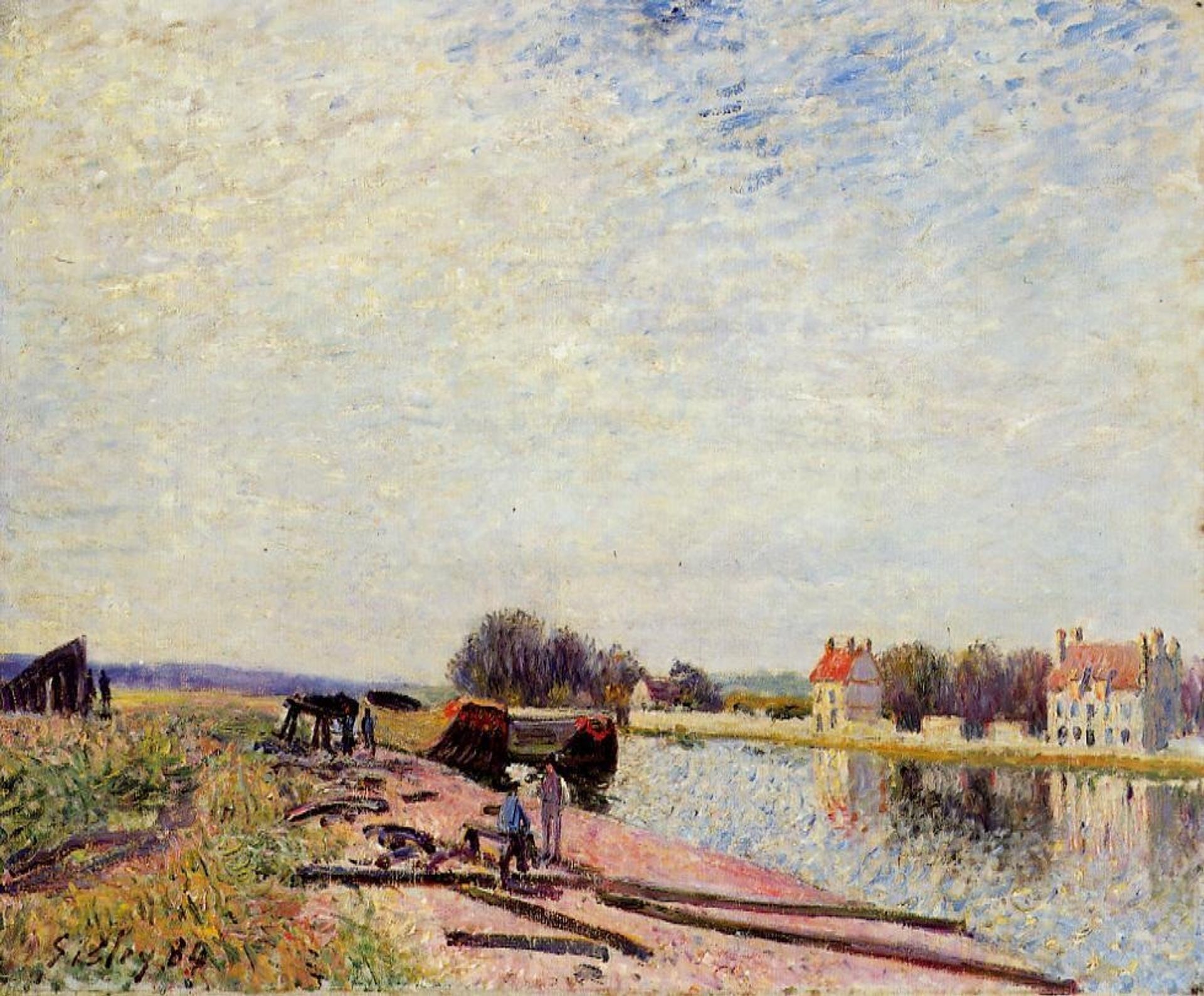 Barges on the Loing, Saint Mammes by Alfred Sisley