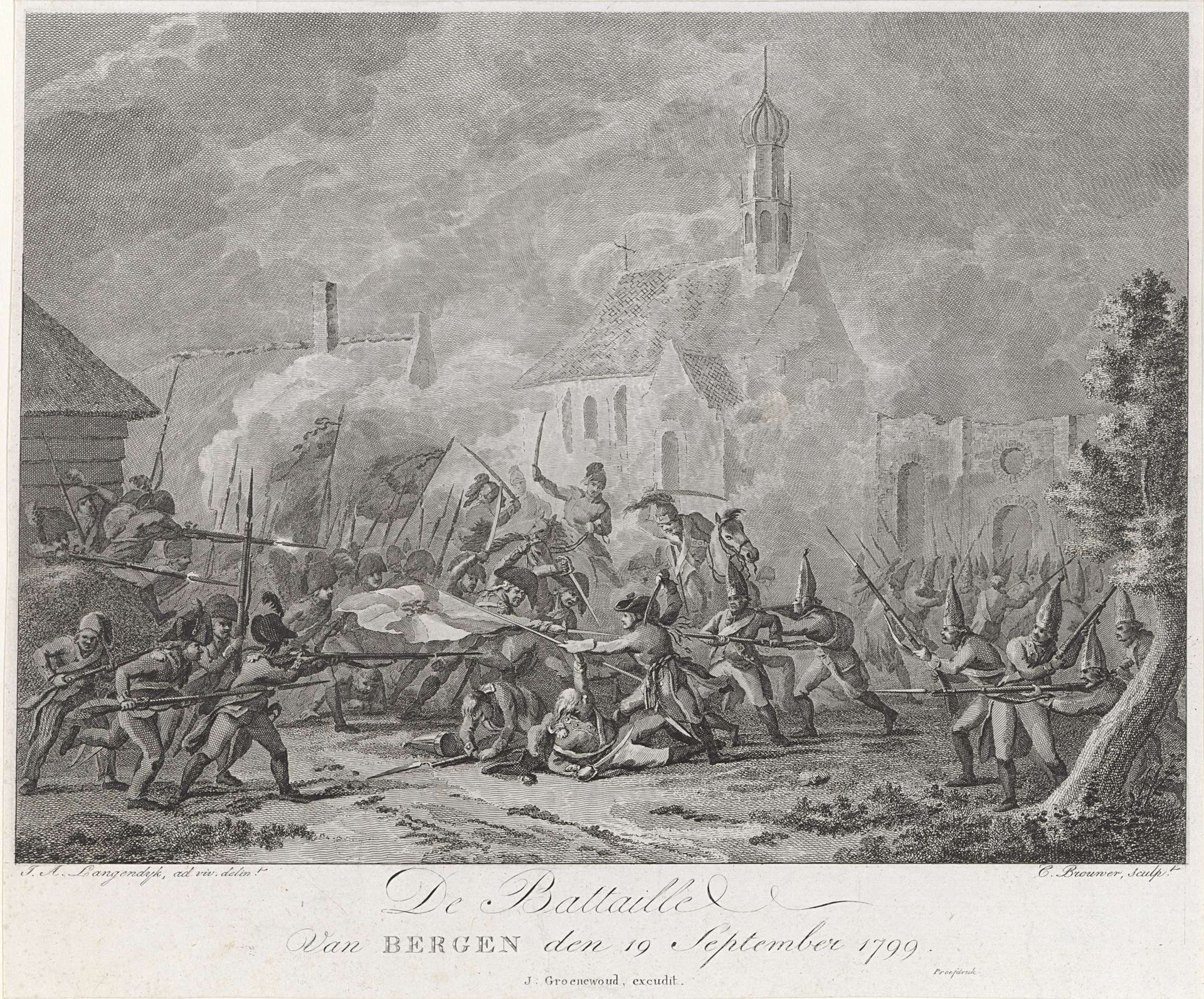Slag bij Bergen, 1799 by Cornelis Brouwer