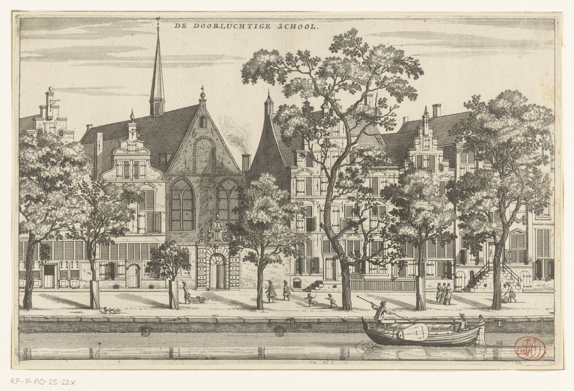 Gezicht op het Athenaeum Illustre te Amsterdam by Jacob van Meurs