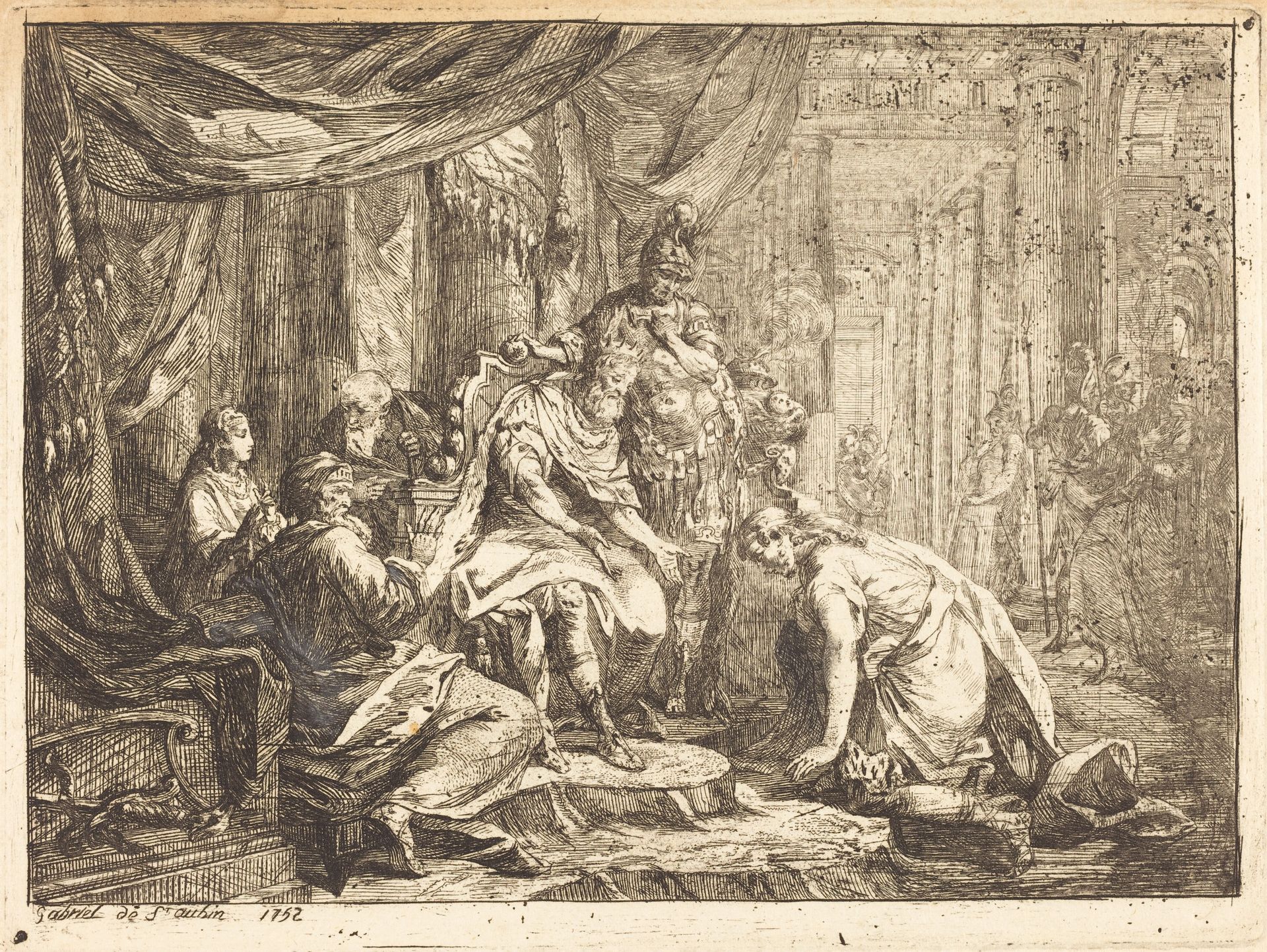 Reconciliation of Absalom and David (Réconciliation d'Absalom et de David) by Gabriel de Saint-Aubin