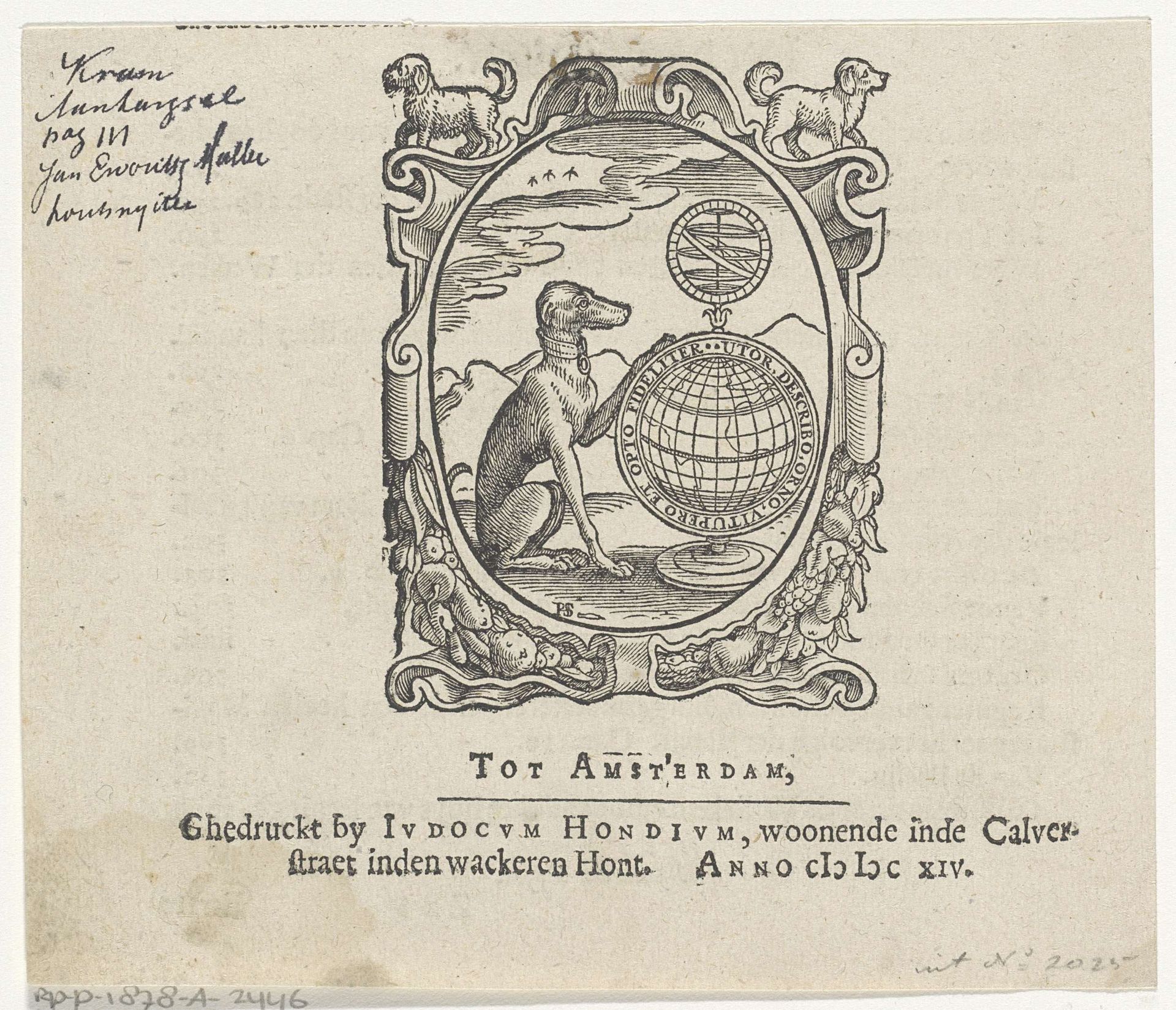 Titelvignet voor: Johannes Isacius Pontanus, Historische beschrĳvinghe der seer wĳt beroemde coop-stadt Amsterdam, 1614 by Philips Serwouters