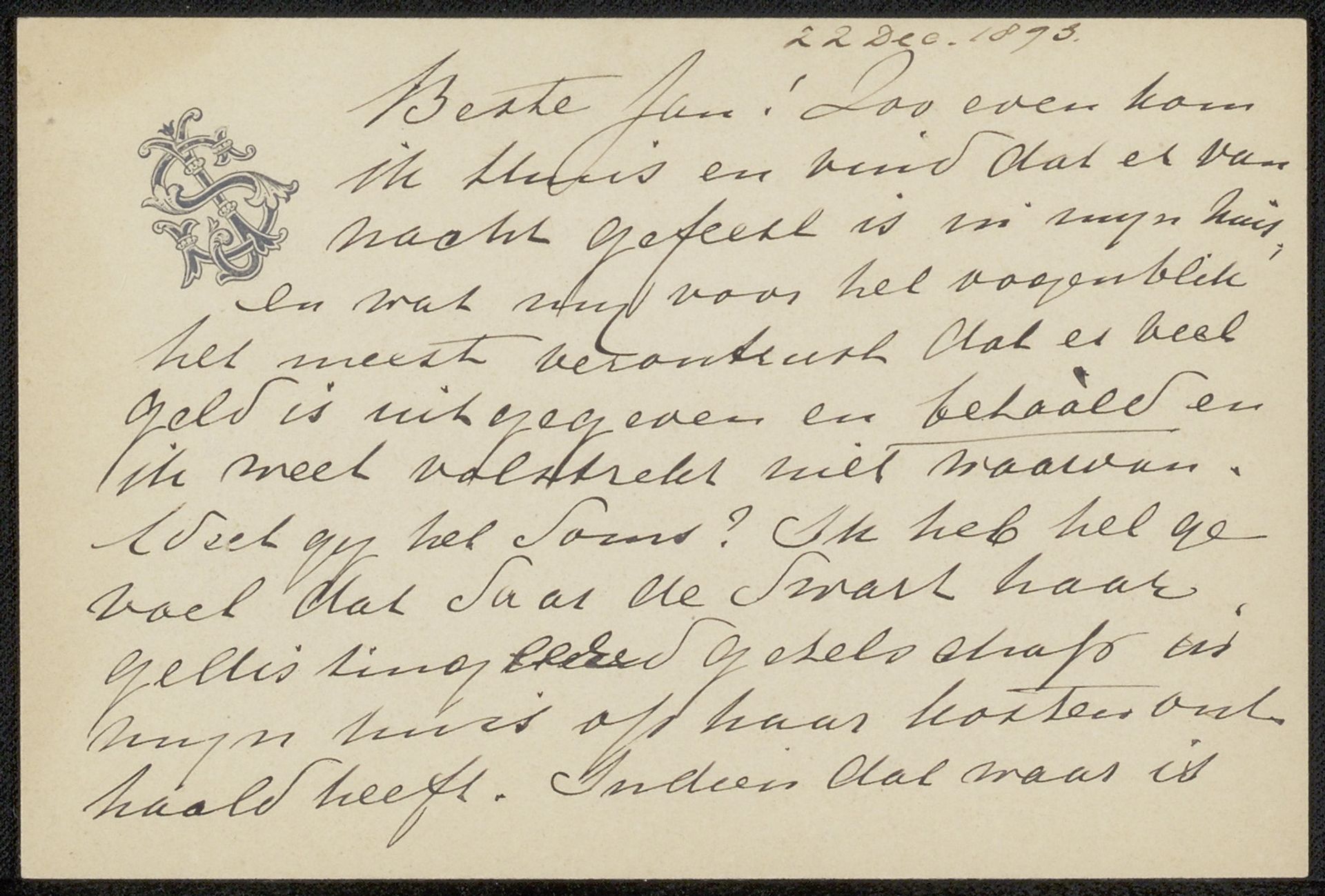 Brief aan Jan Veth by Jacoba Cornelia Jolles-Singels