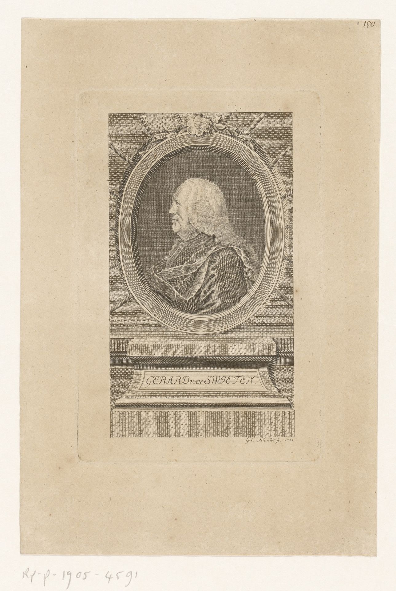 Portret van Gerard van Swieten by Georg Christoph Schmidt